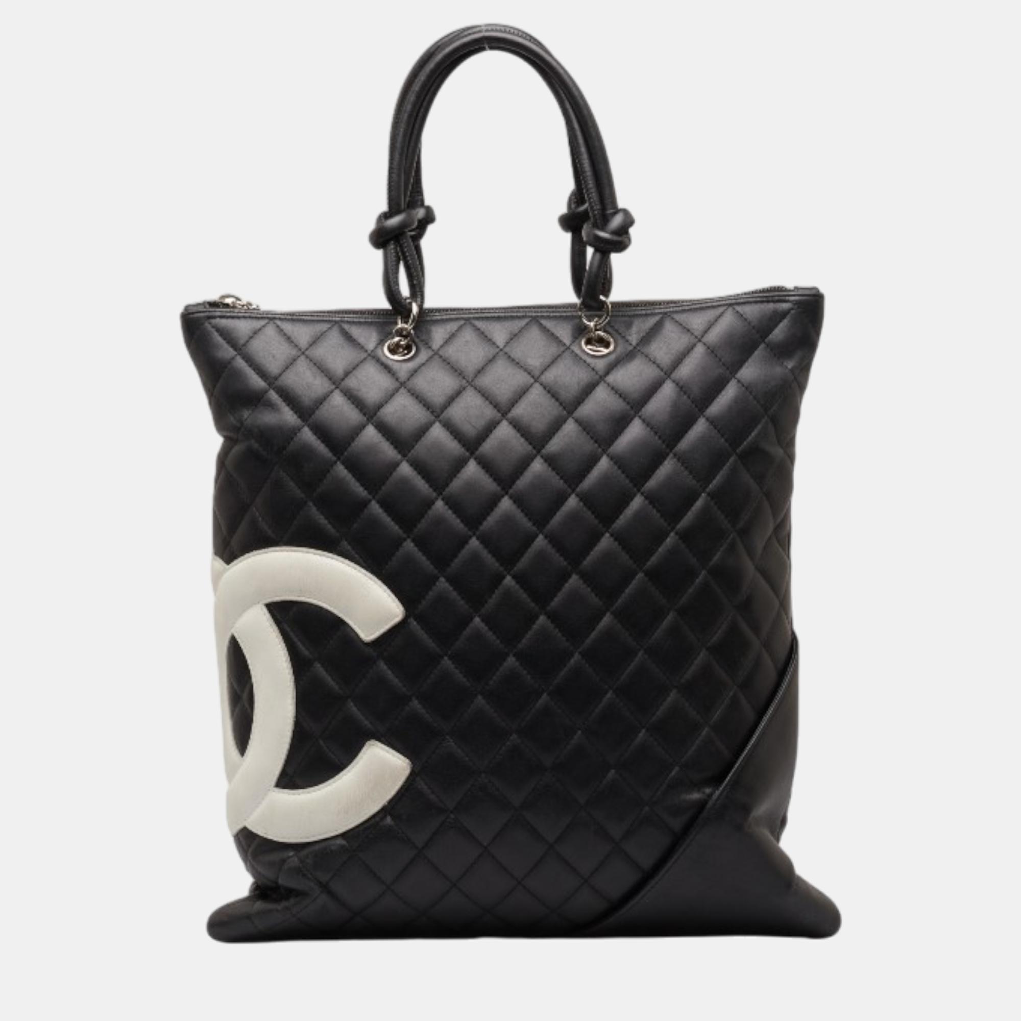 

Chanel Black Leather CC Cambon Ligne Tote Bag