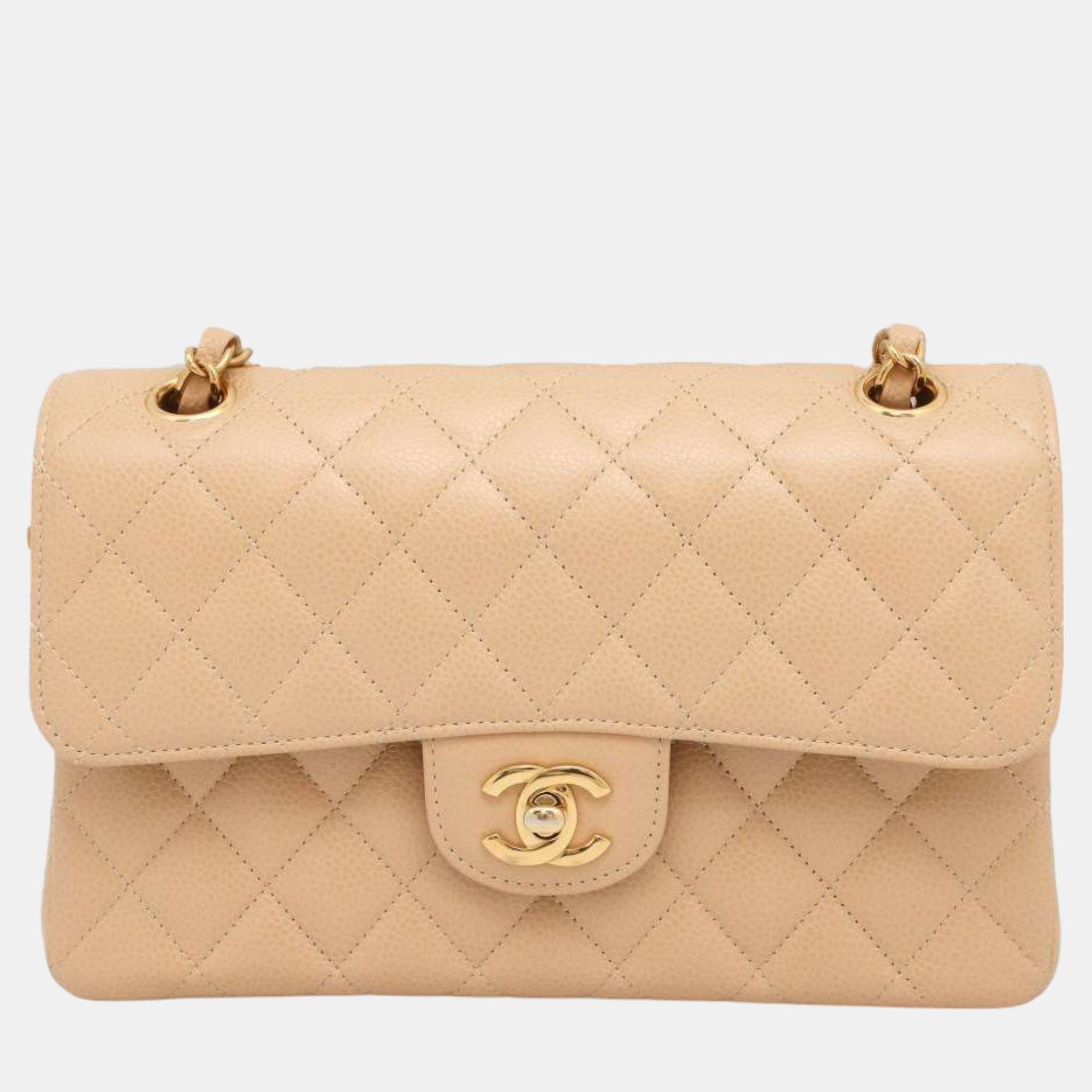 

Chanel Beige Leather Classic Double Flap Shoulder Bag