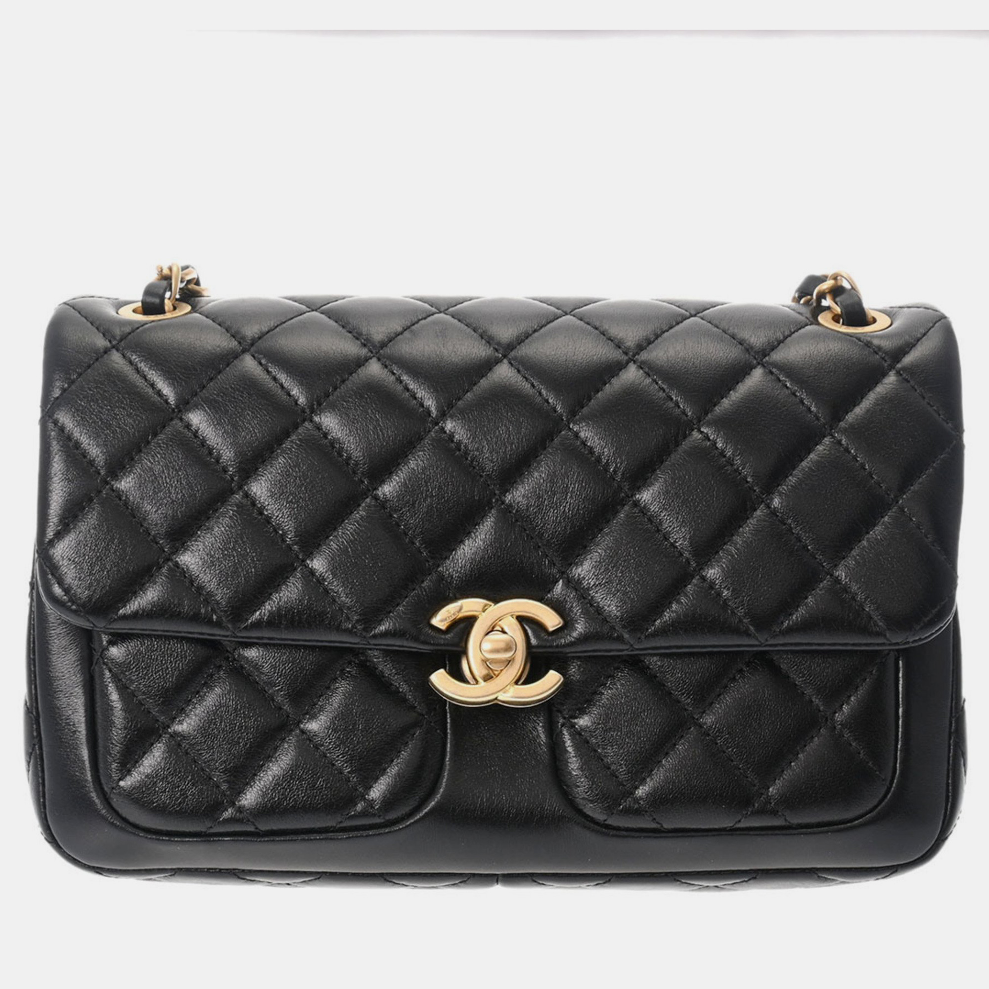 

Chanel Black Shiny Lambskin Quilted Small Daily Friend Flap Bag