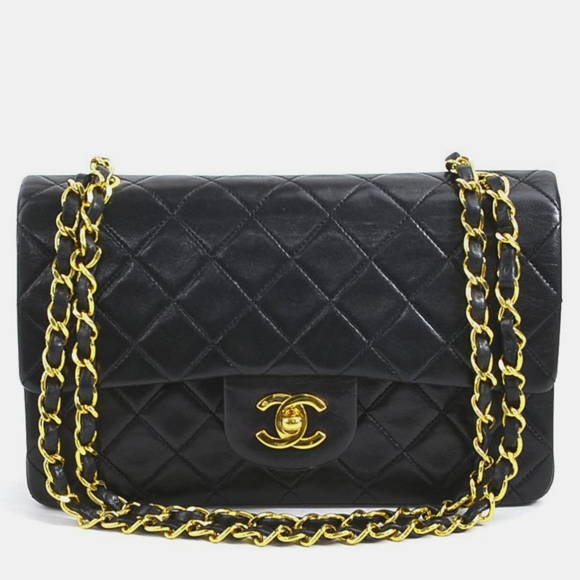 

Chanel Black Lambskin Leather  Classic Double Flap Shoulder Bags