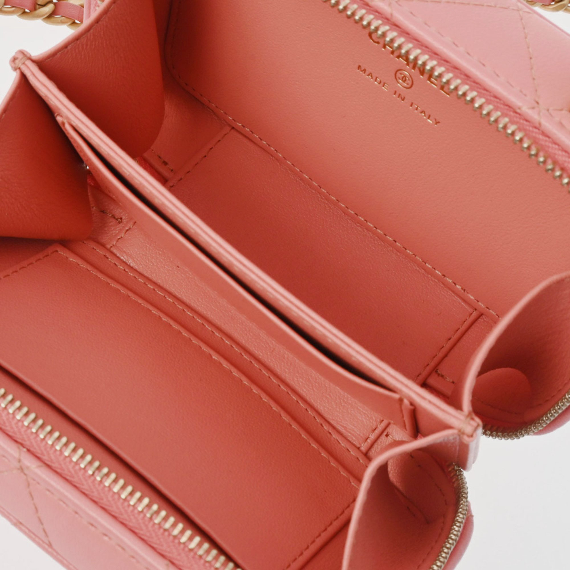 Chanel Pink Quilted Lambskin Top Handle Camera Case Bag 
