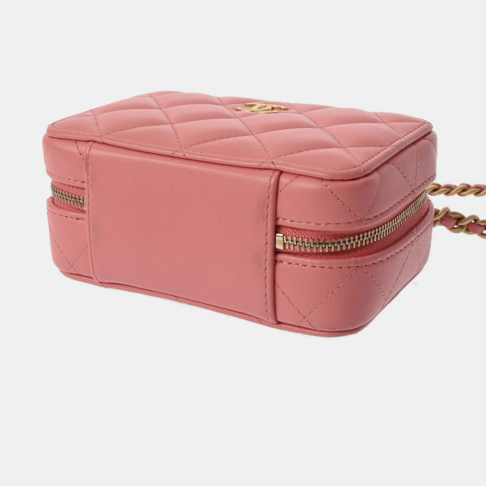 Chanel Pink Quilted Lambskin Top Handle Camera Case Bag 