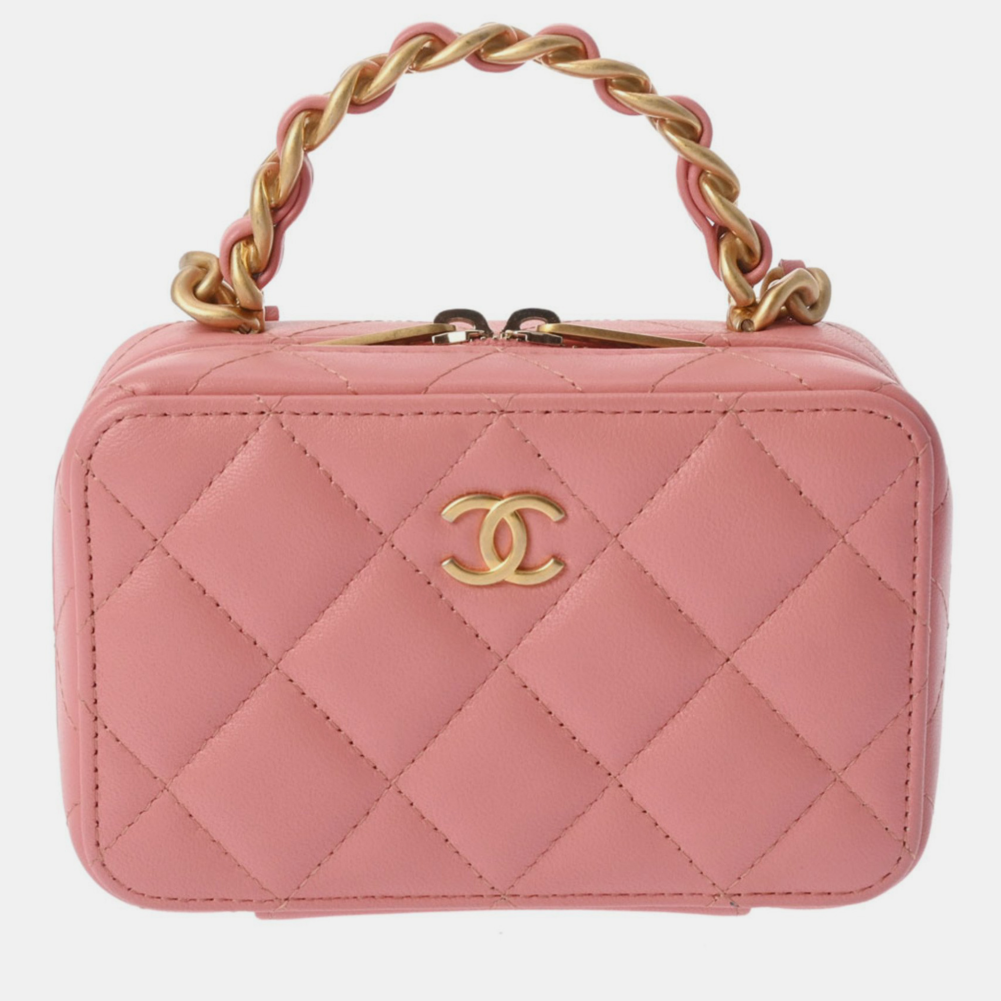 

Chanel Pink Quilted Lambskin Top Handle Camera Case Bag