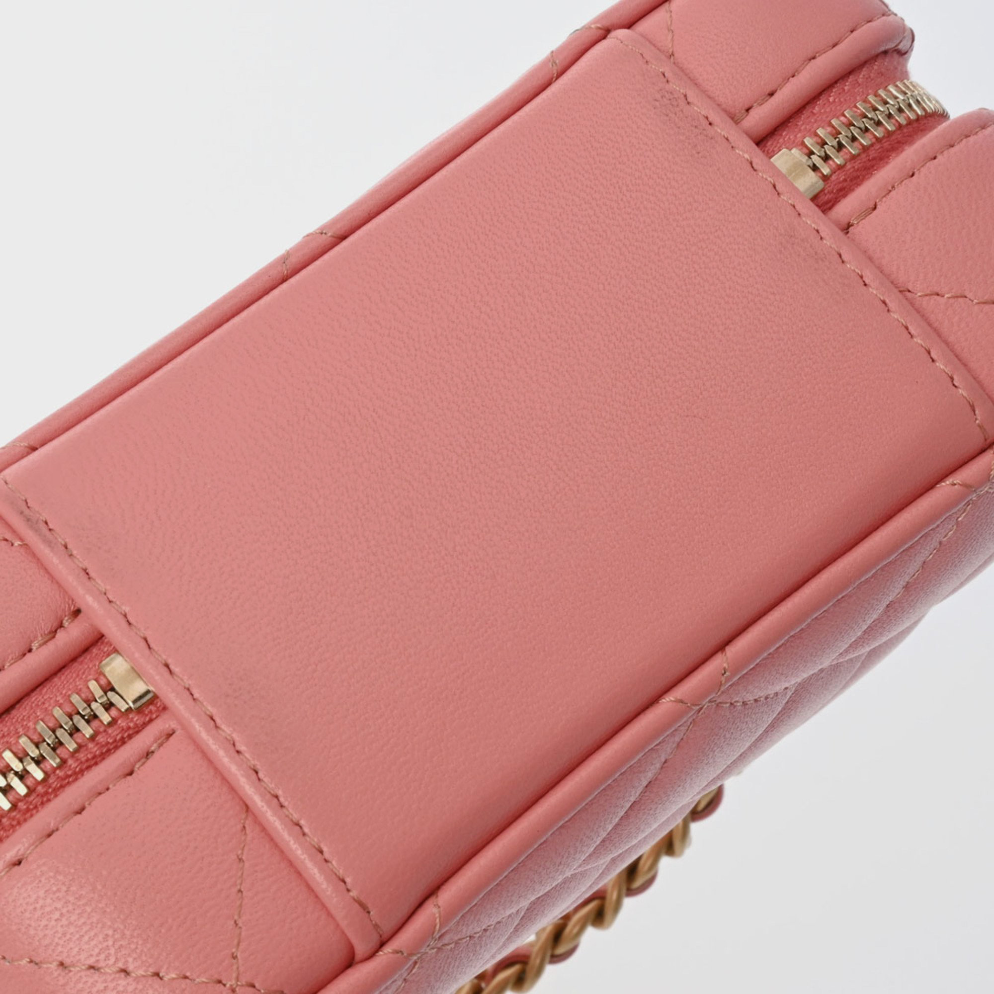 Chanel Pink Quilted Lambskin Top Handle Camera Case Bag 