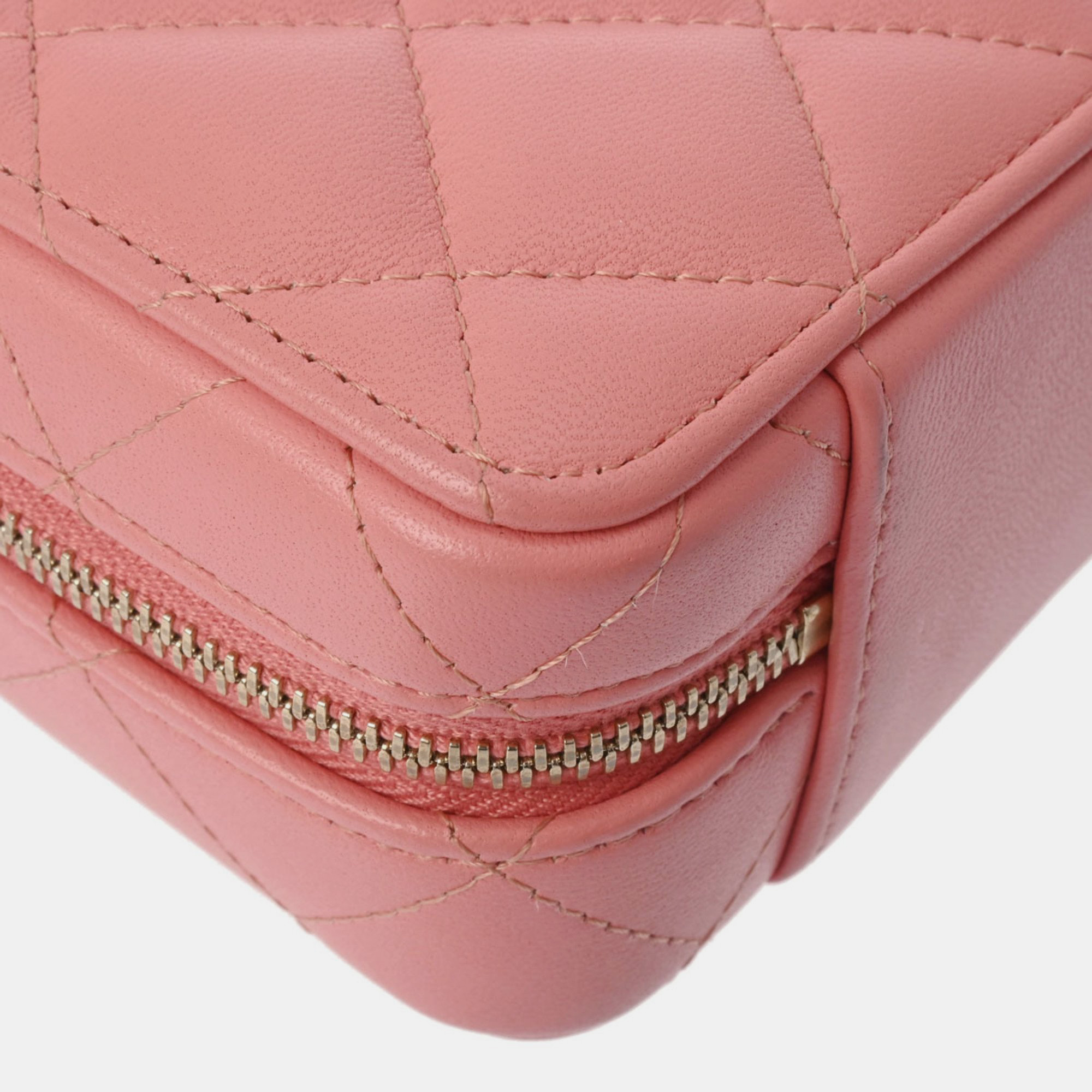 Chanel Pink Quilted Lambskin Top Handle Camera Case Bag 