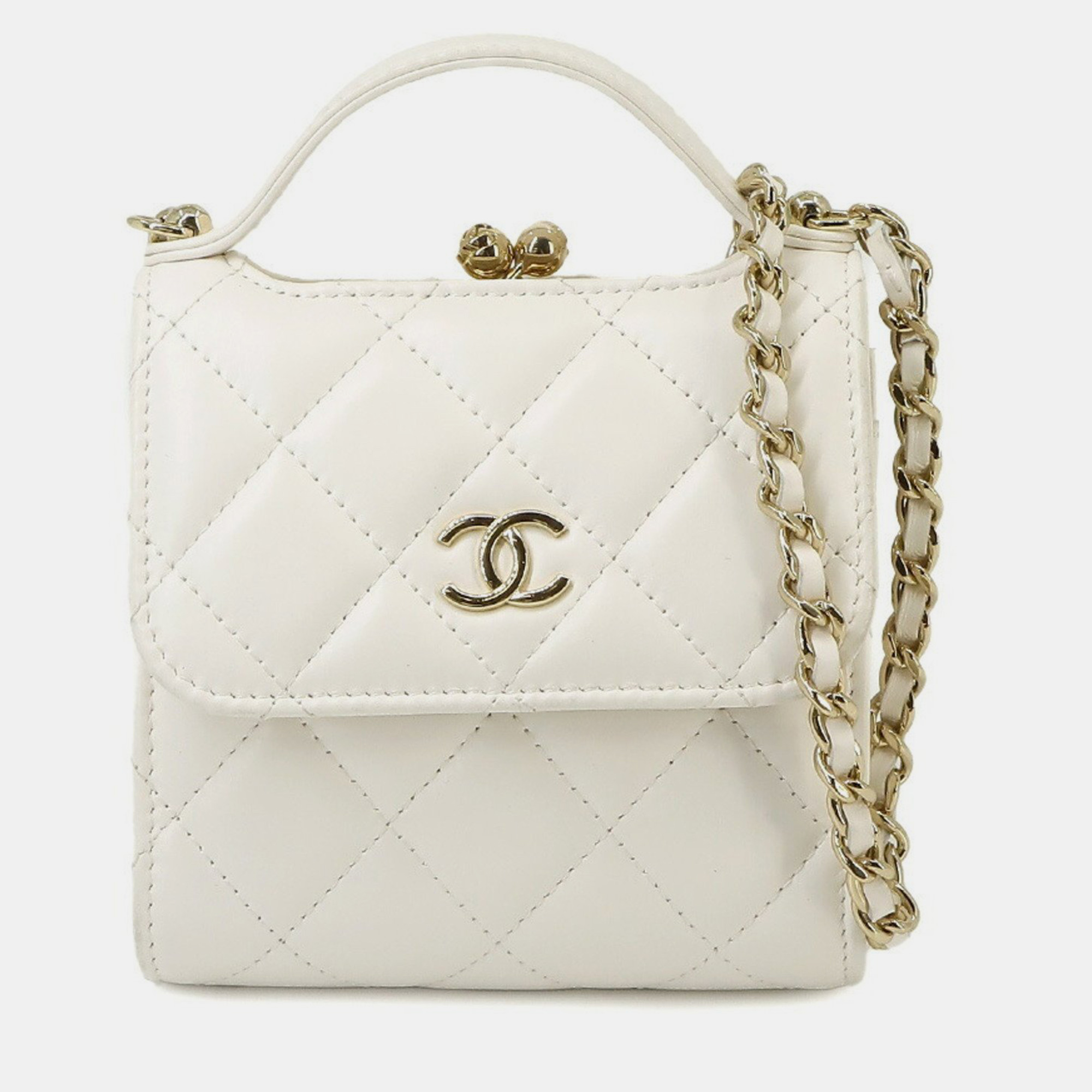 

Chanel White Lambskin Quilted Mini Trendy CC Chain Wallet