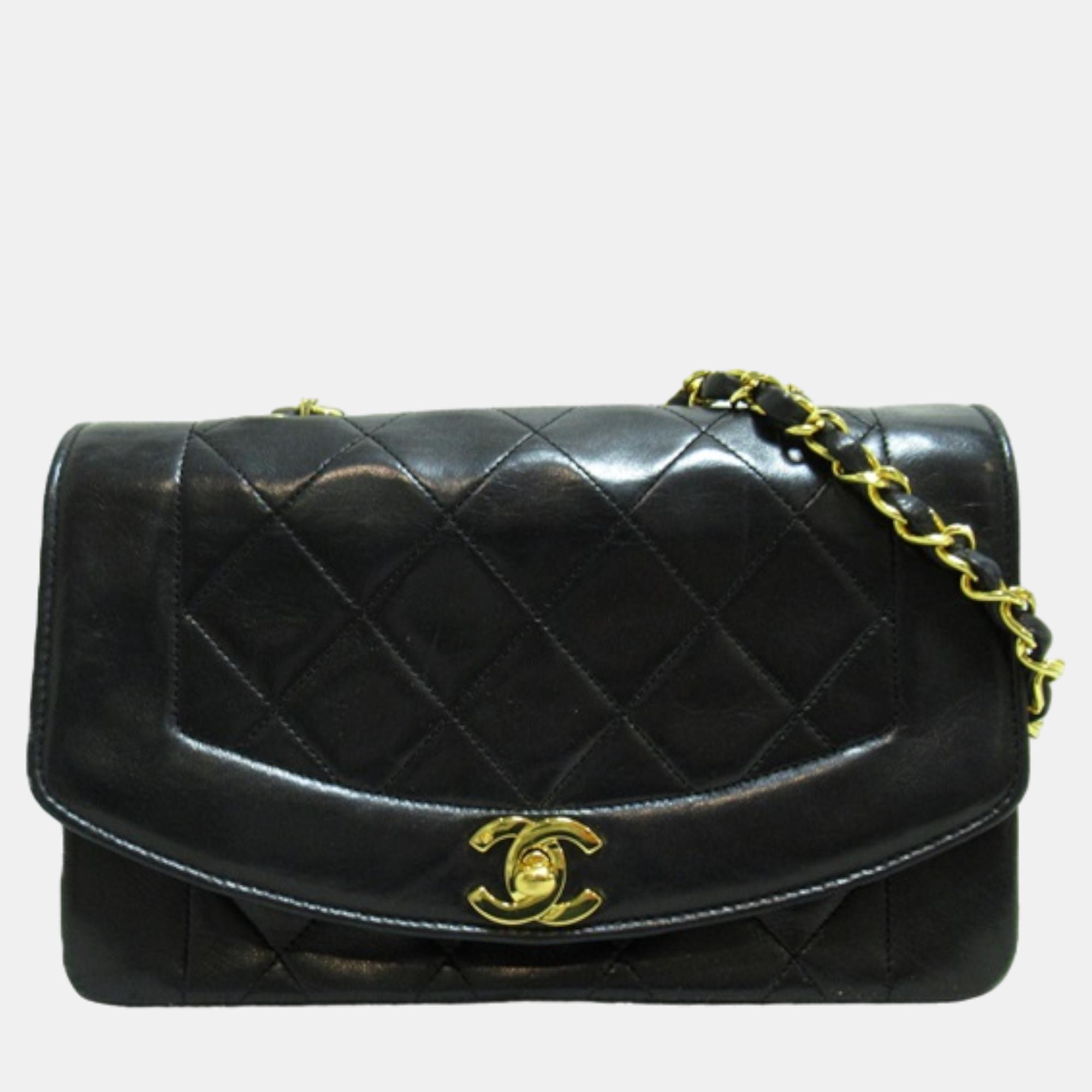 

Chanel Black Leather Diana Flap Crossbody Bag