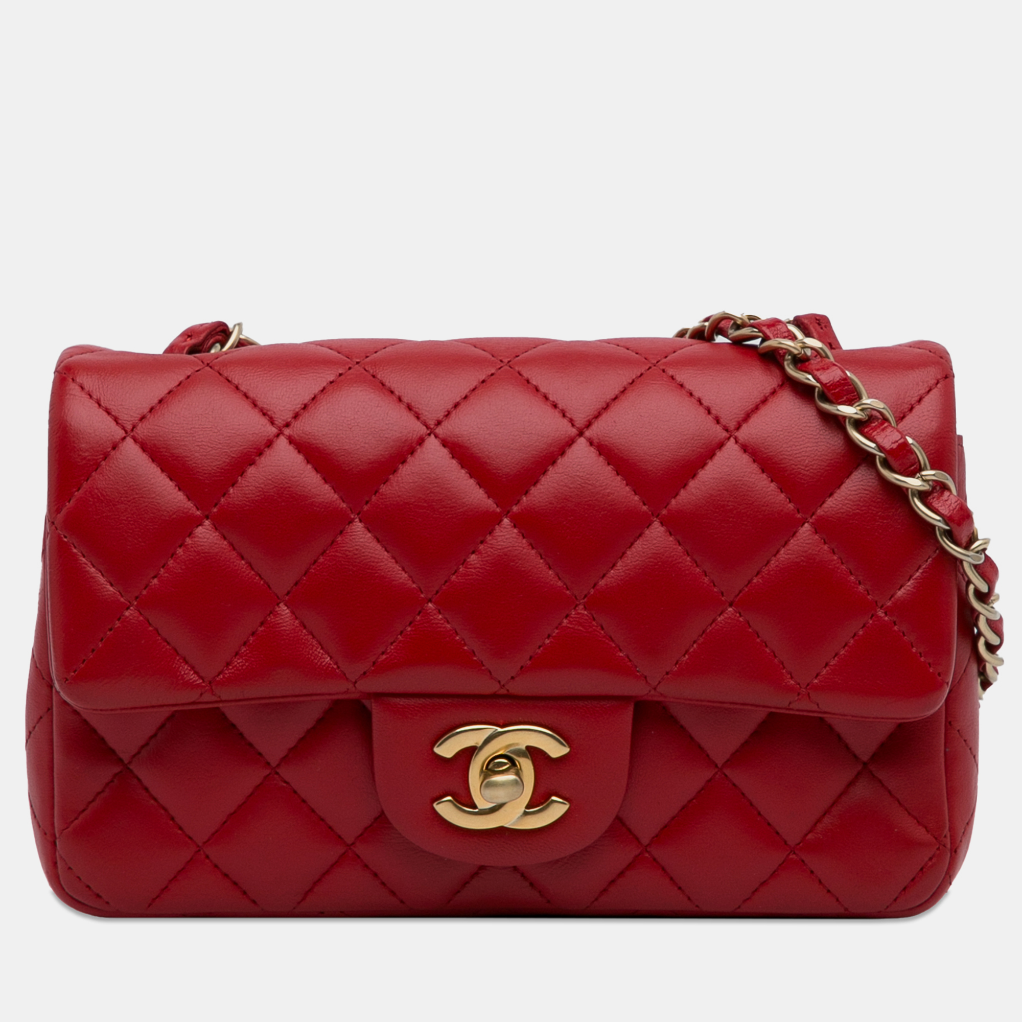 

Chanel Mini Classic Lambskin Rectangular Single Flap, Red