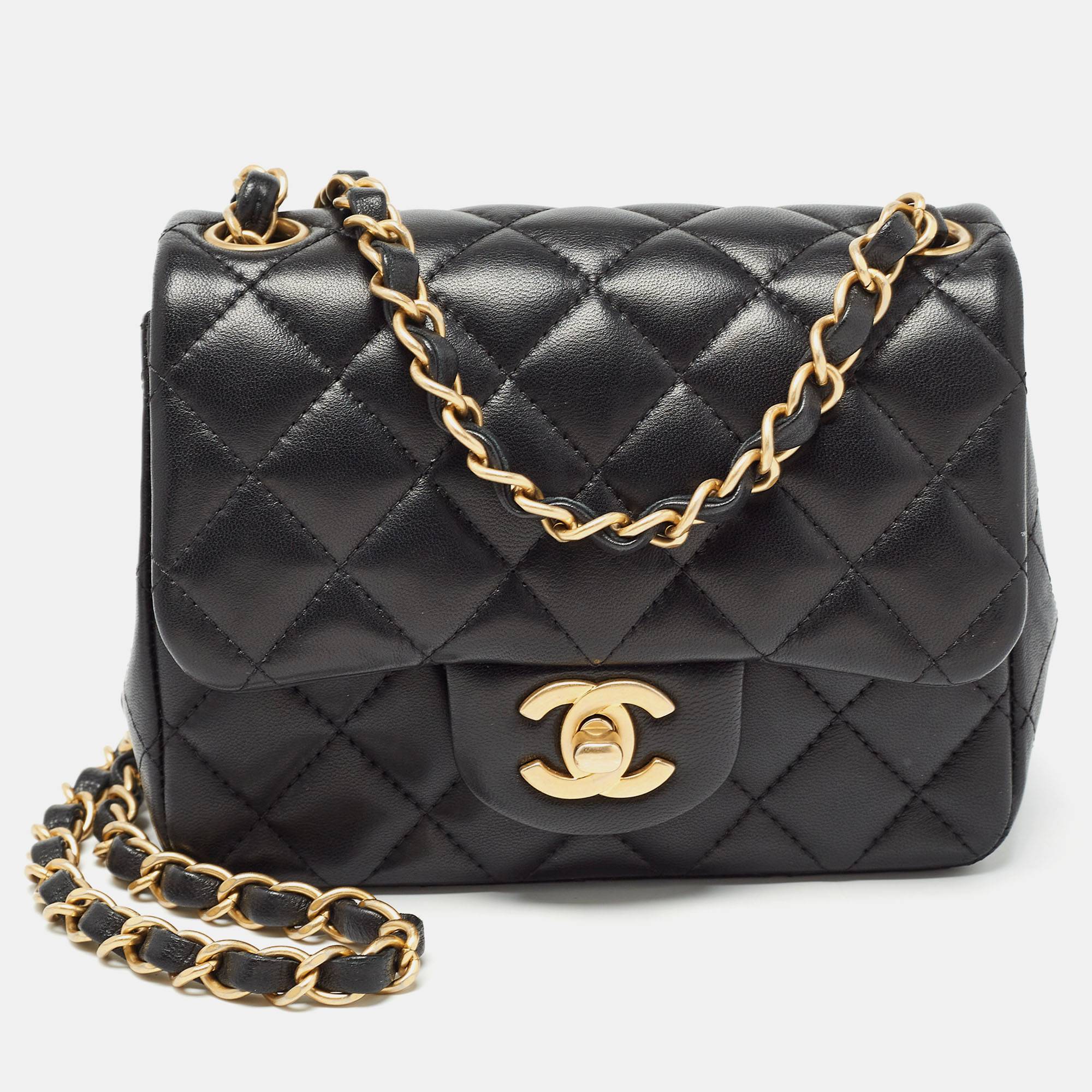 

Chanel Black Quilted Leather Mini Square Classic Flap Bag