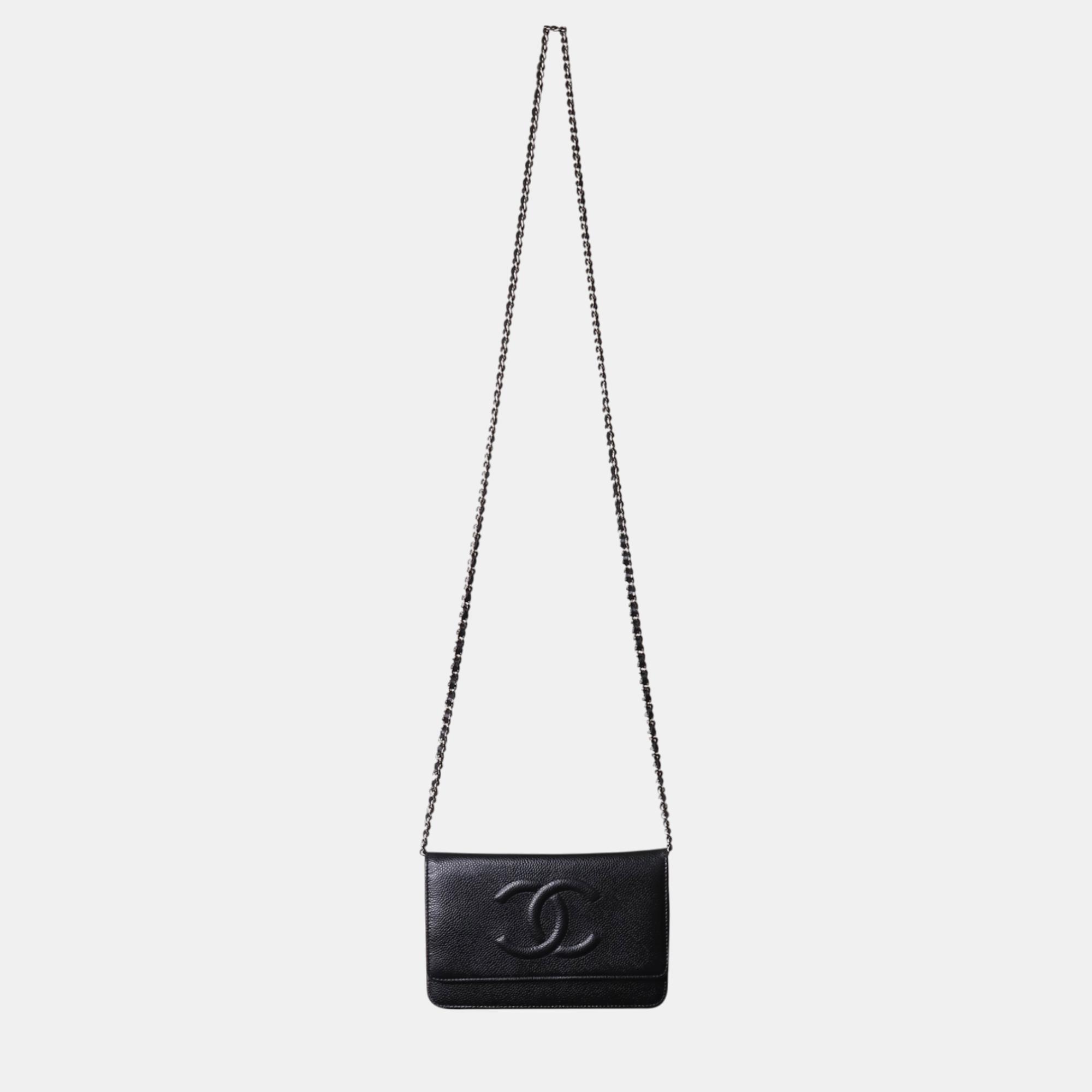 

Chanel Black CC Caviar Leather Wallet on Chain