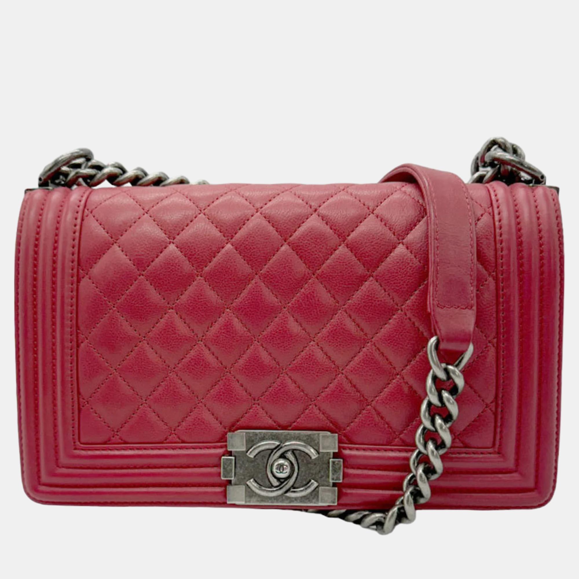 

Chanel Red Leather Boy Shoulder Bag