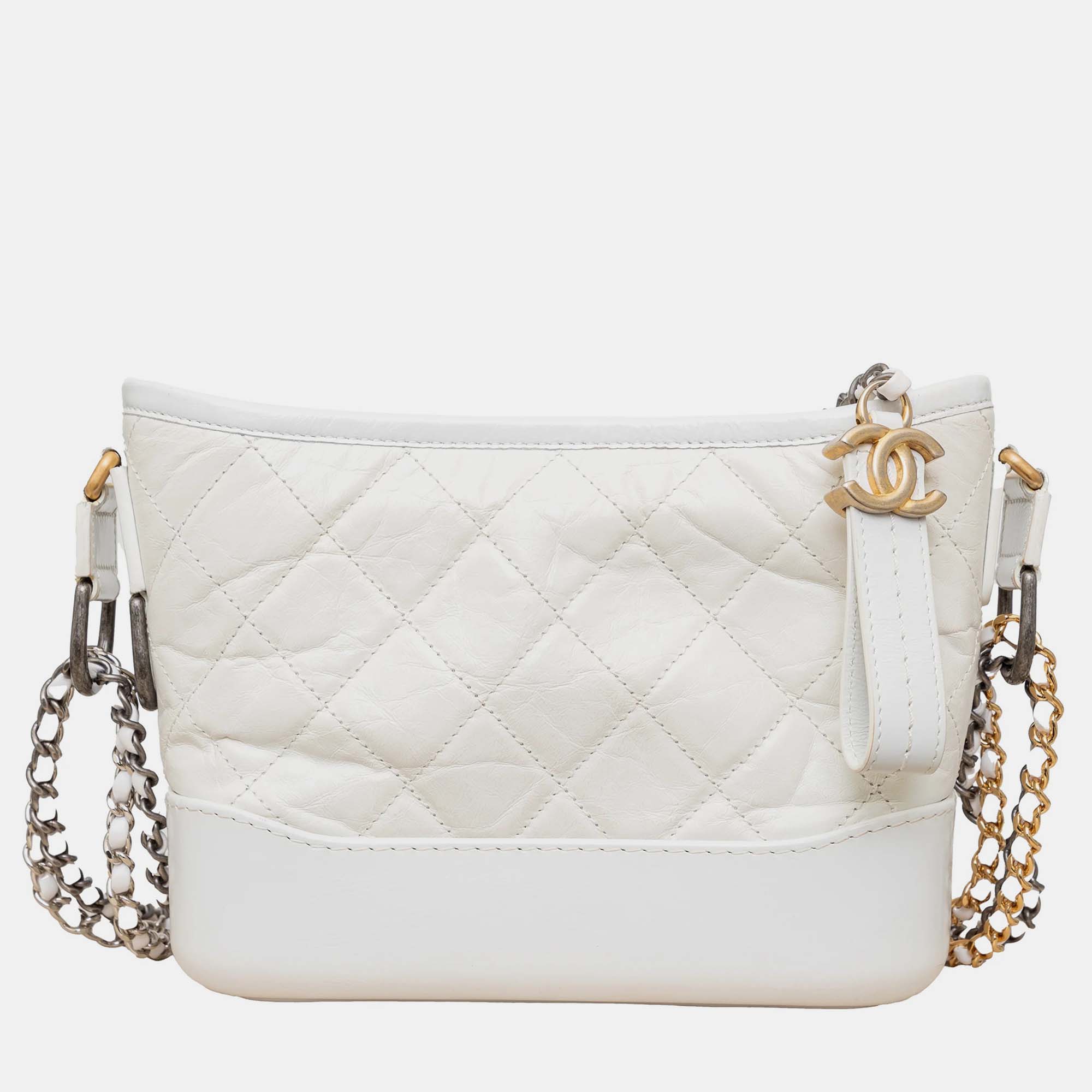 

Chanel Quilted Leather Gabrielle Hobo Bag - '10s White Leather