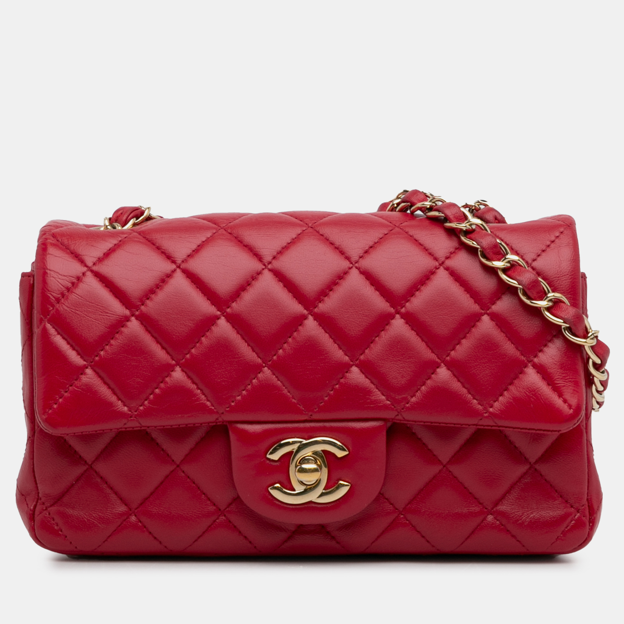

Chanel Mini Classic Lambskin Rectangular Single Flap Bag, Red