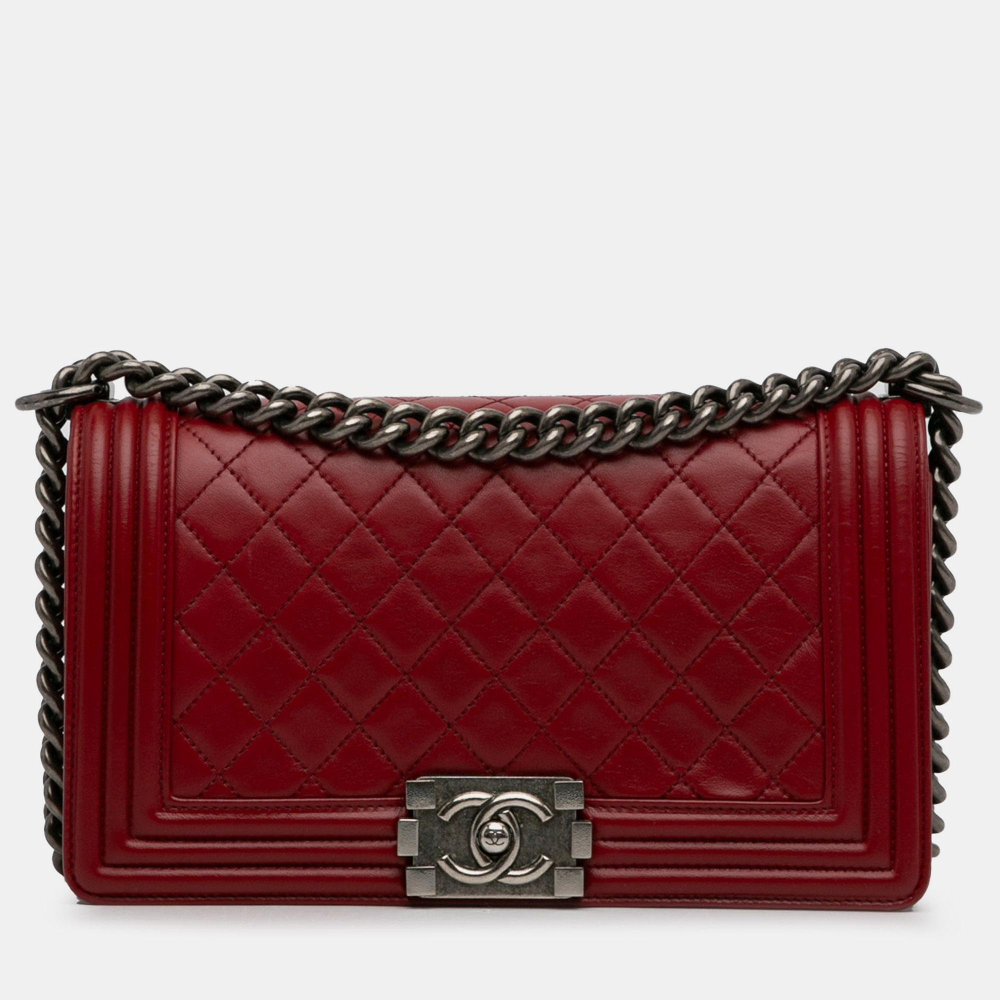 

Chanel Medium Lambskin Boy Flap Bag, Red