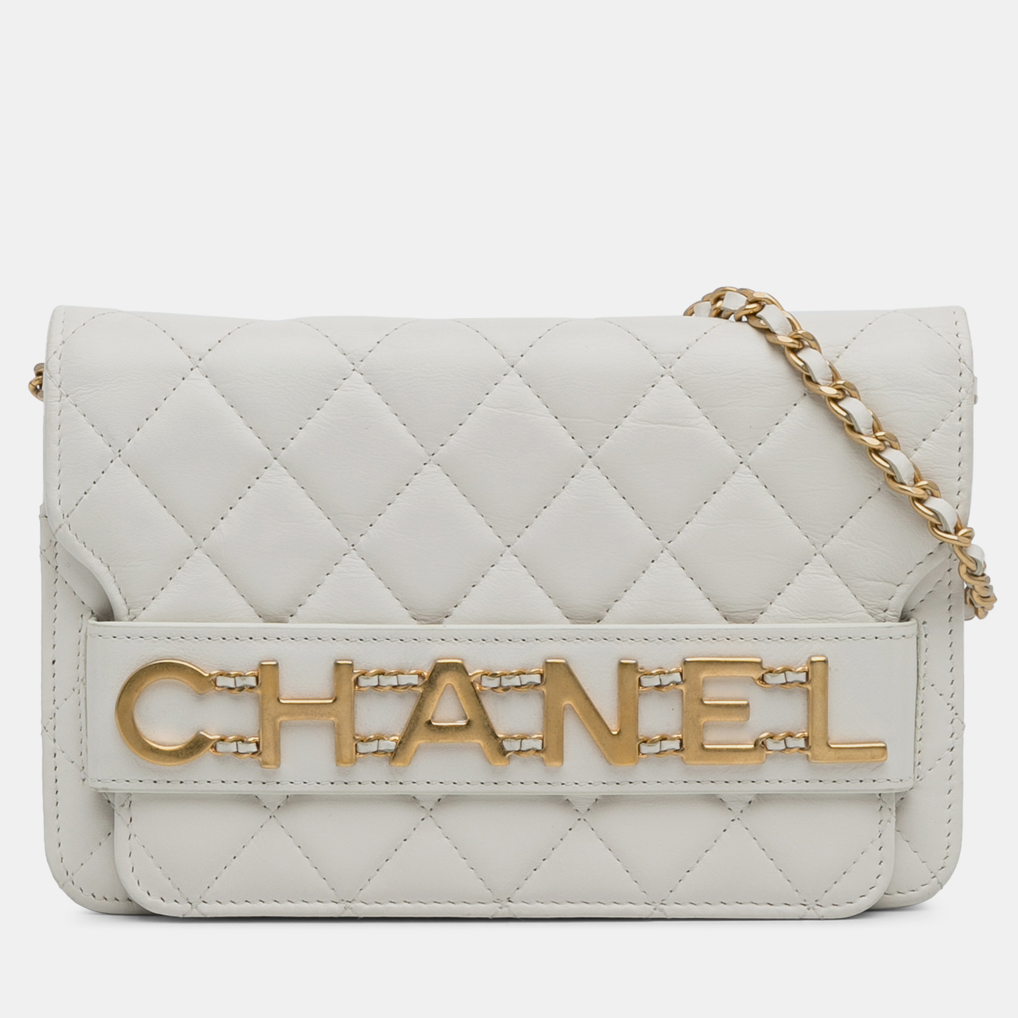 

Chanel Enchained Flap Wallet on Chain, White