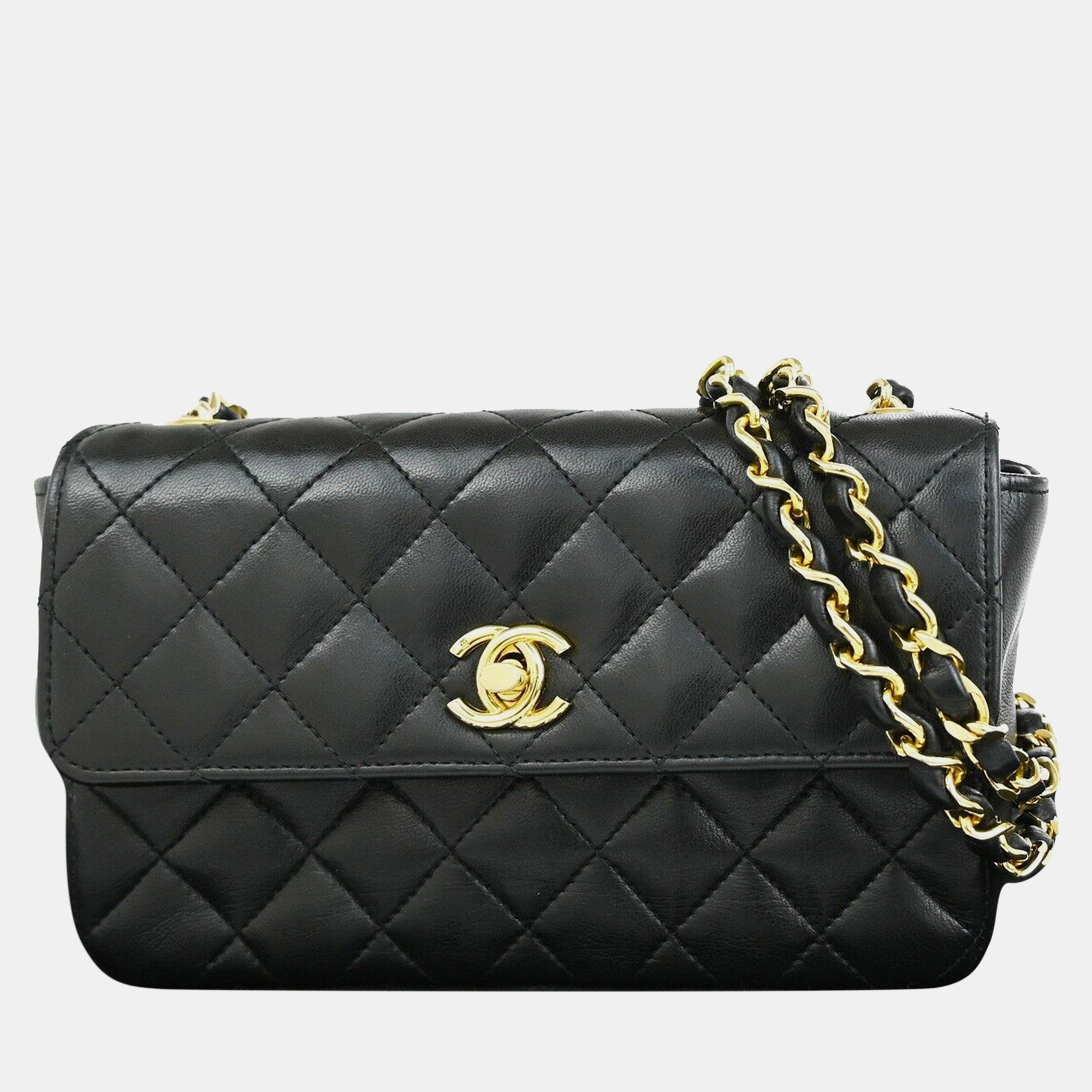 

Chanel Black Quilted Lambskin Mini Vintage CC Chain Flap Shoulder Bags