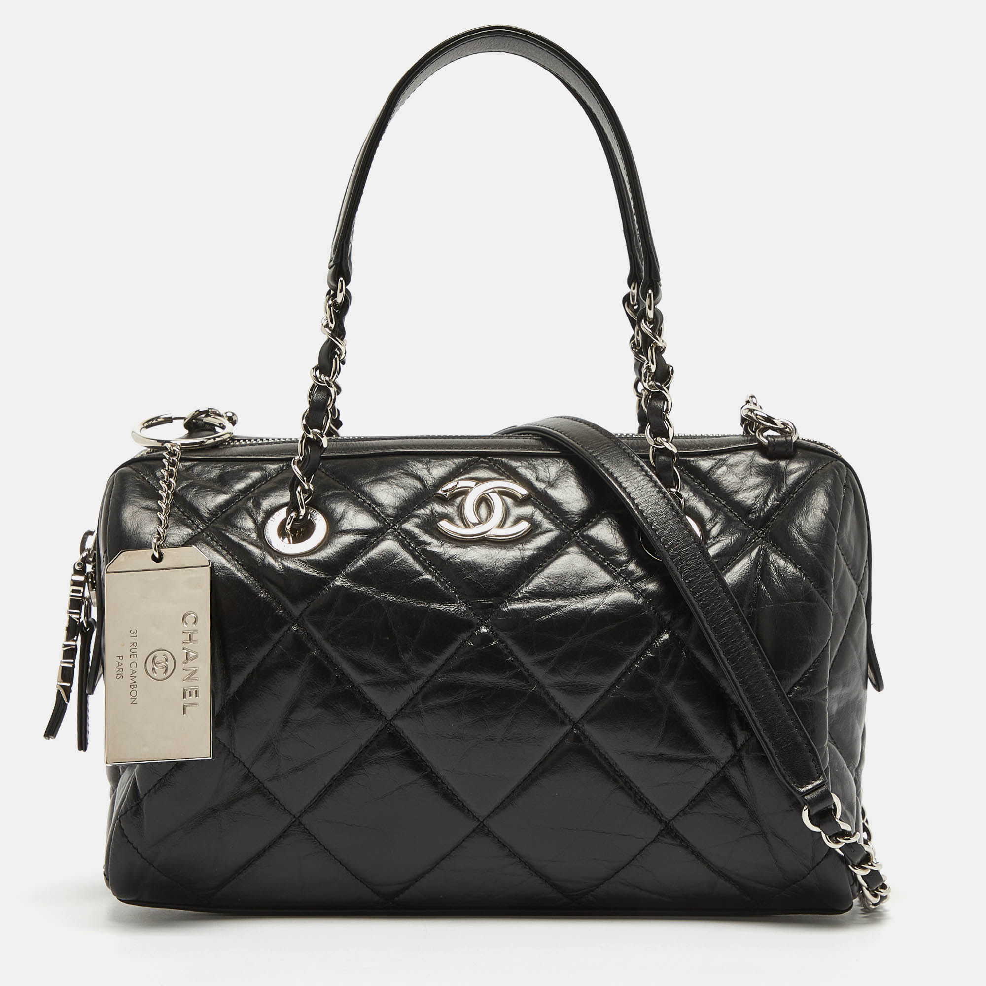 

Chanel Black Quilted Leather CC Chain Satchel