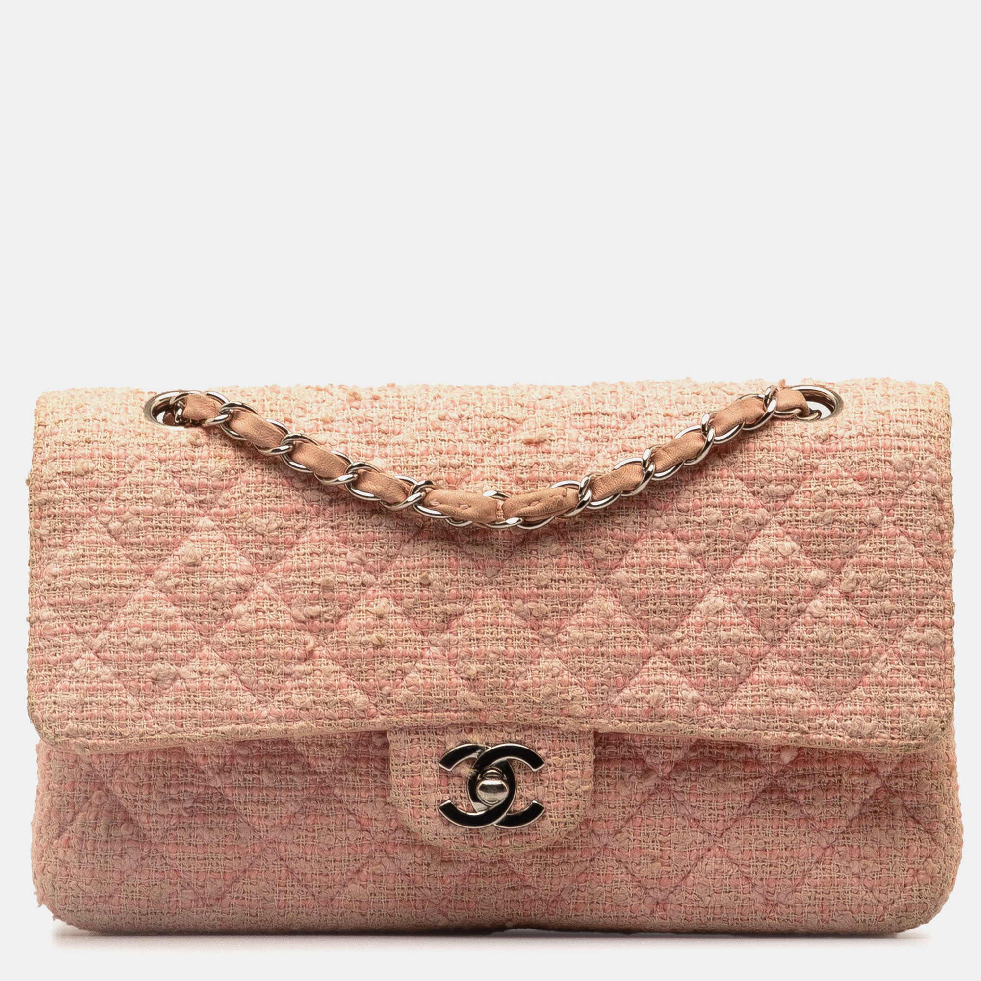 

Chanel Medium Classic Tweed Double Flap, Pink