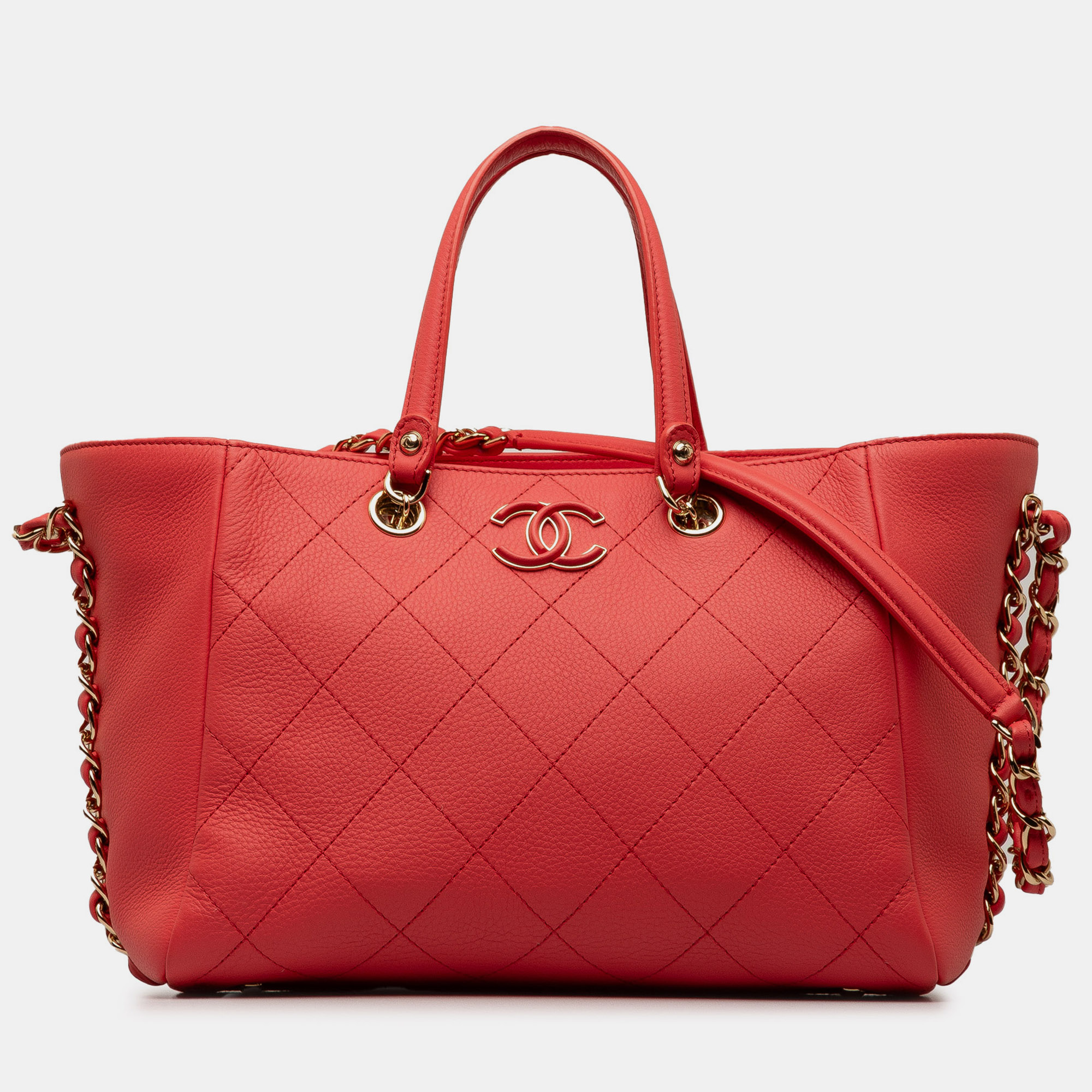 Pre-owned Chanel Small Bullskin Neo Soft Shopping Tote In Red
