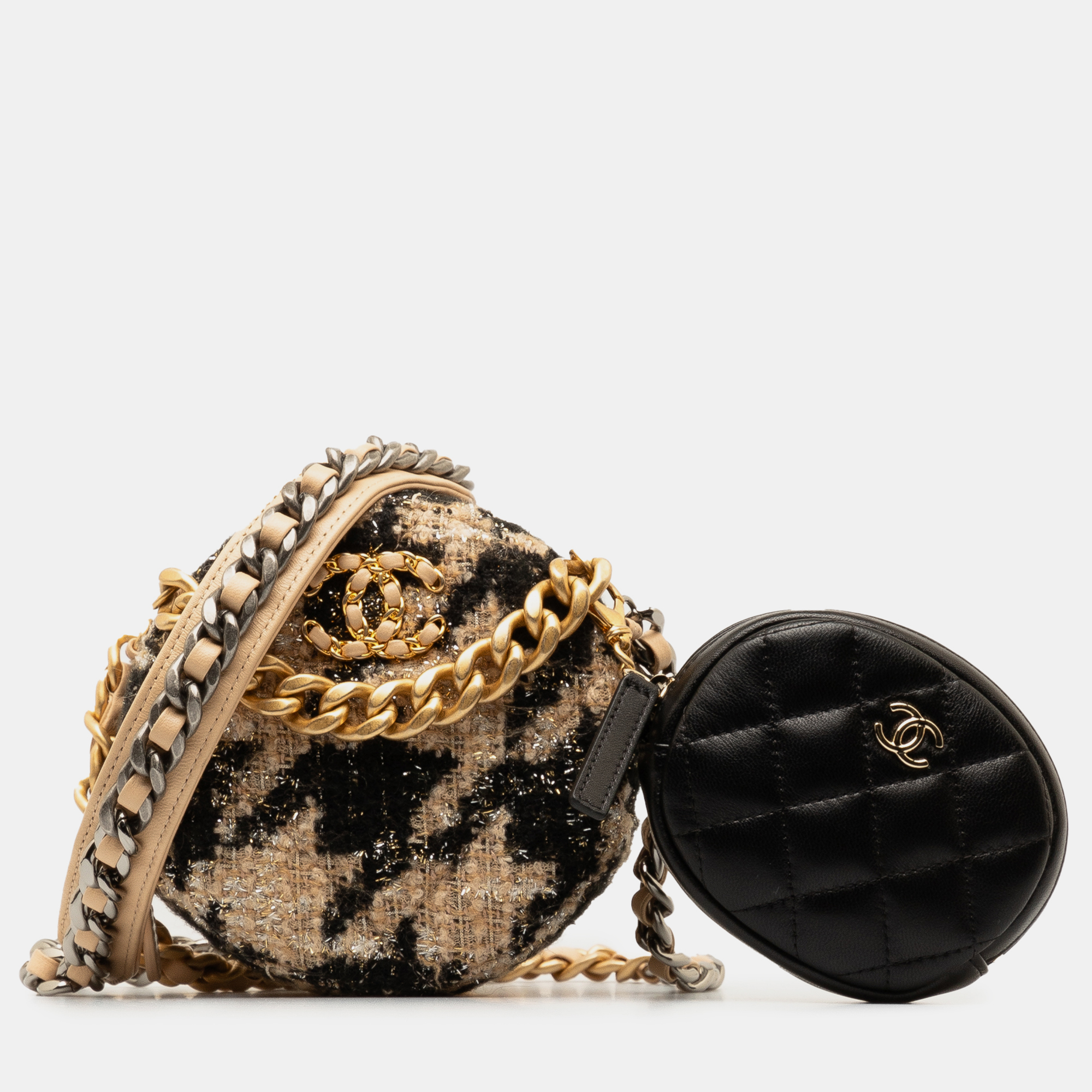 

Chanel 19K Houndstooth Tweed Crossbody Bag, Beige