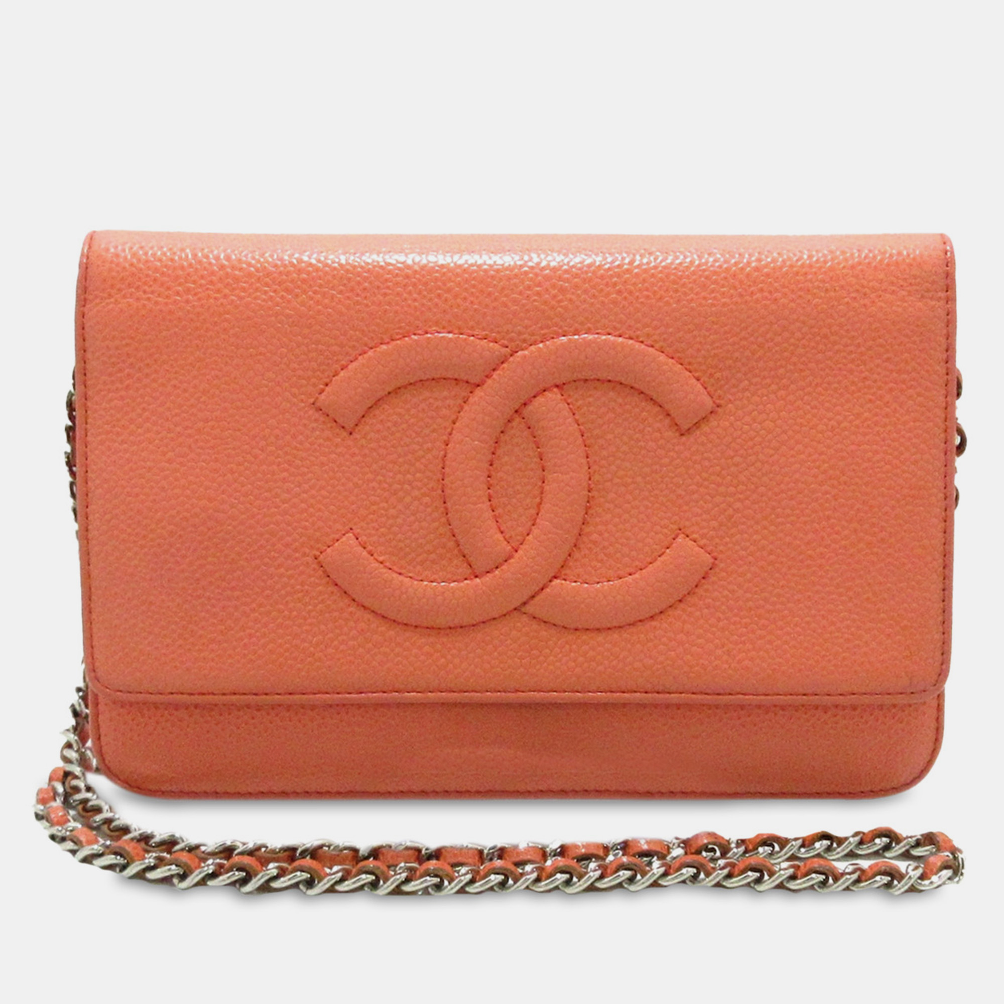 

Chanel CC Caviar Wallet On Chain Bag, Orange