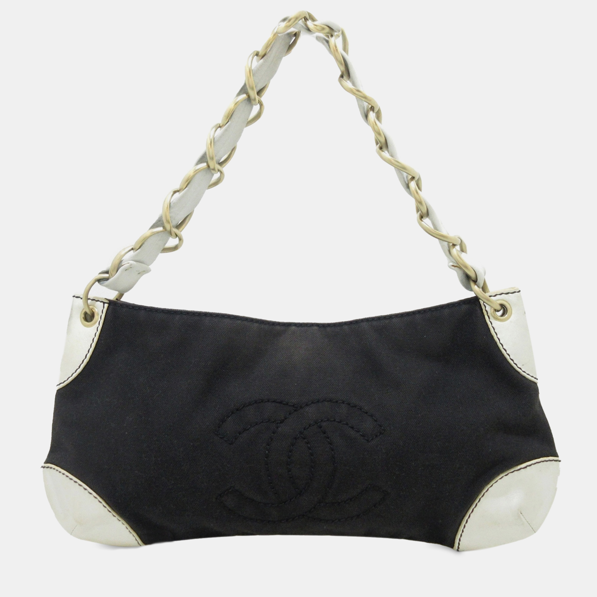 

Chanel Canvas Olsen Shoulder Bag, Black