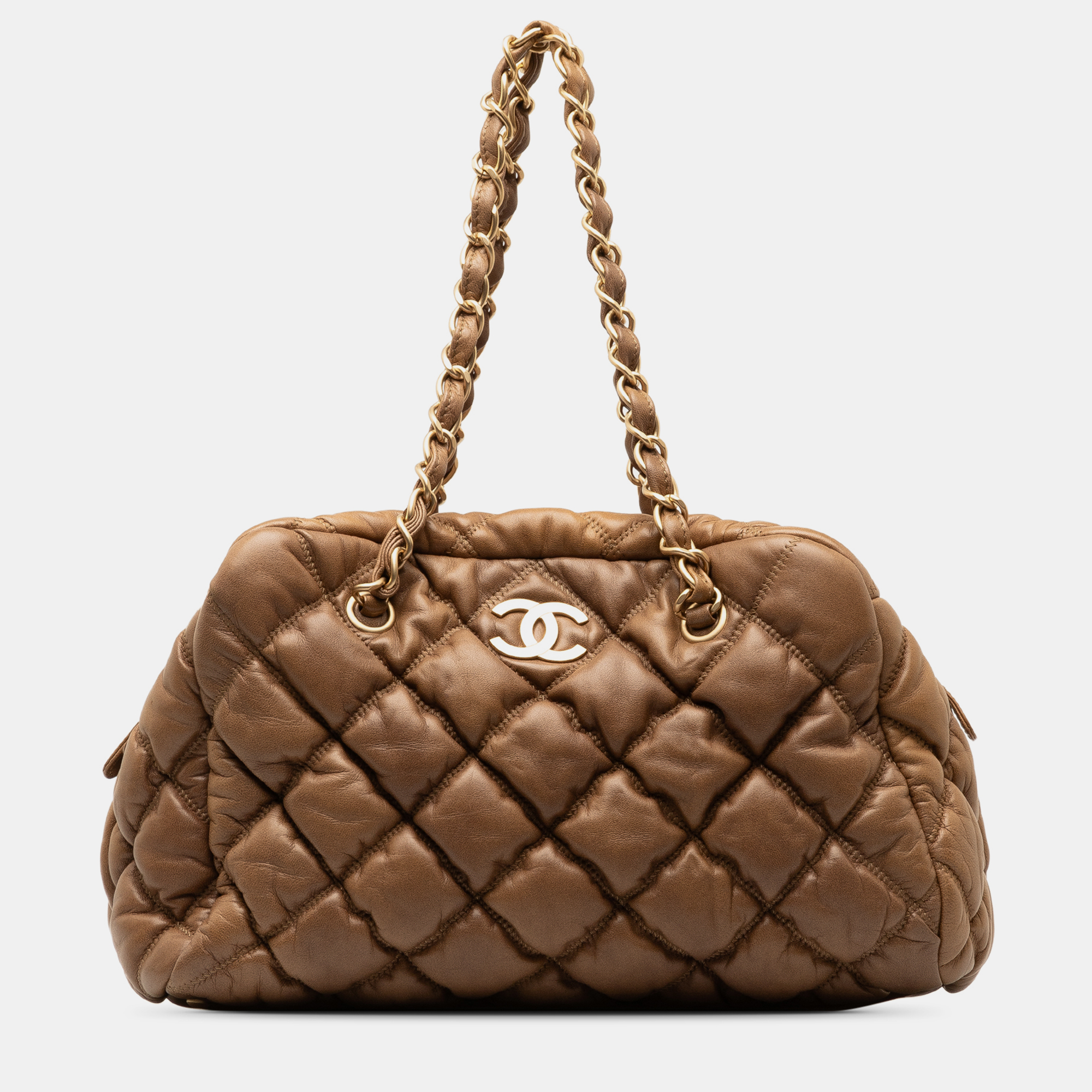 

Chanel Bubble Quilt Bowling Bag, Brown