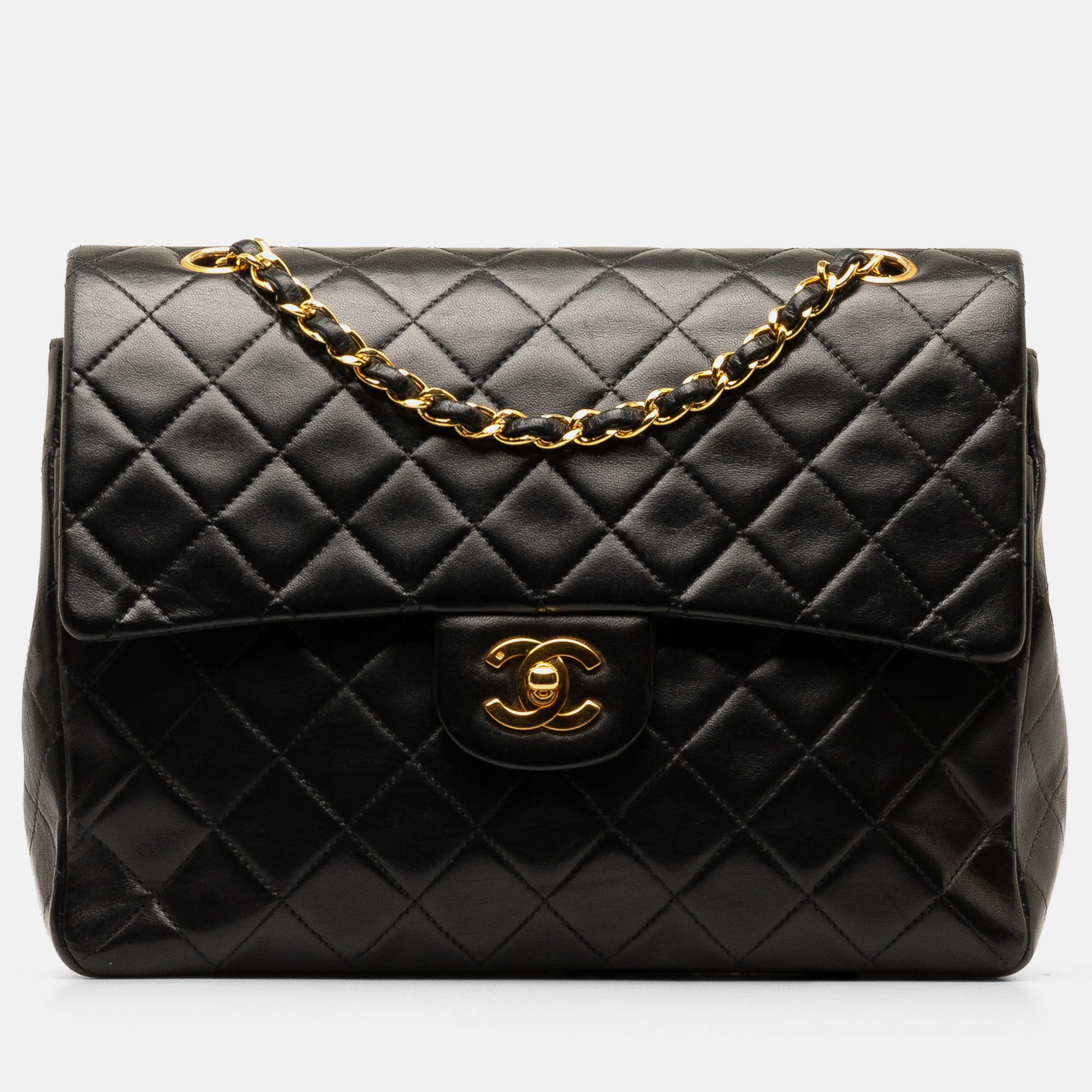 

Chanel Medium Tall Classic Lambskin Double Flap, Black