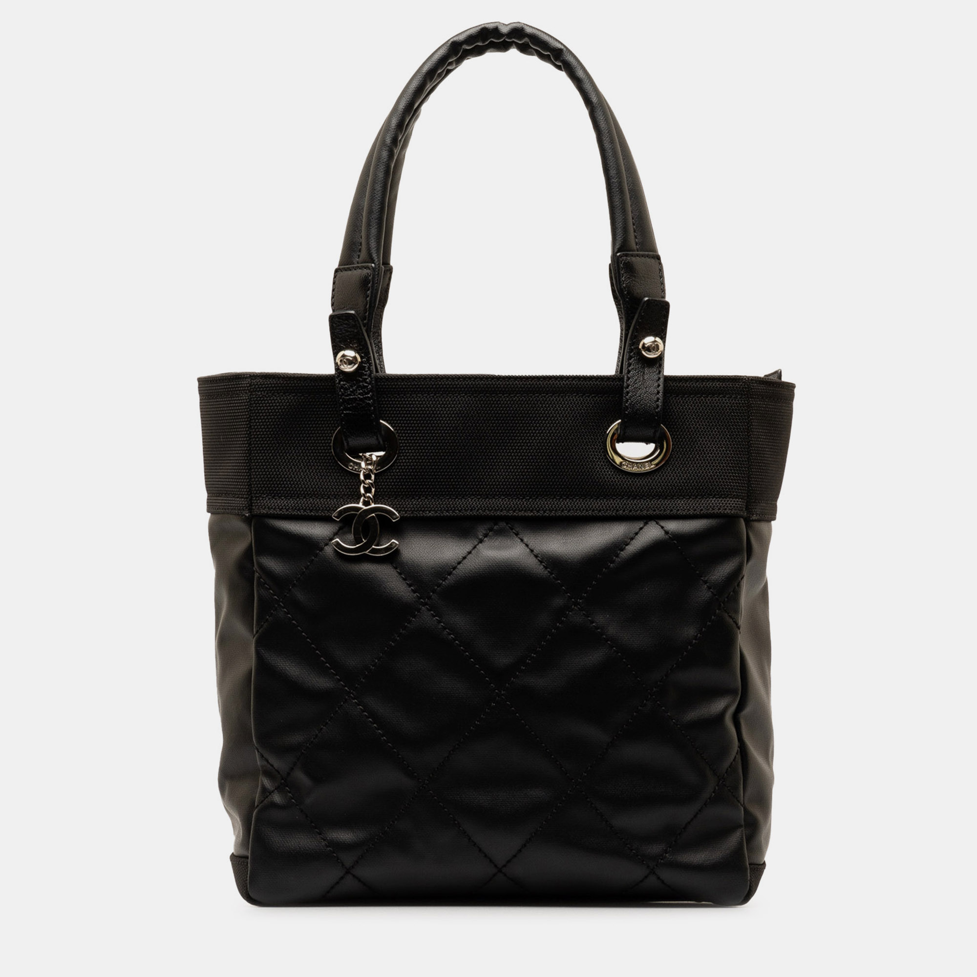 Pre-owned Chanel Paris Biarritz Pm Tote In Black