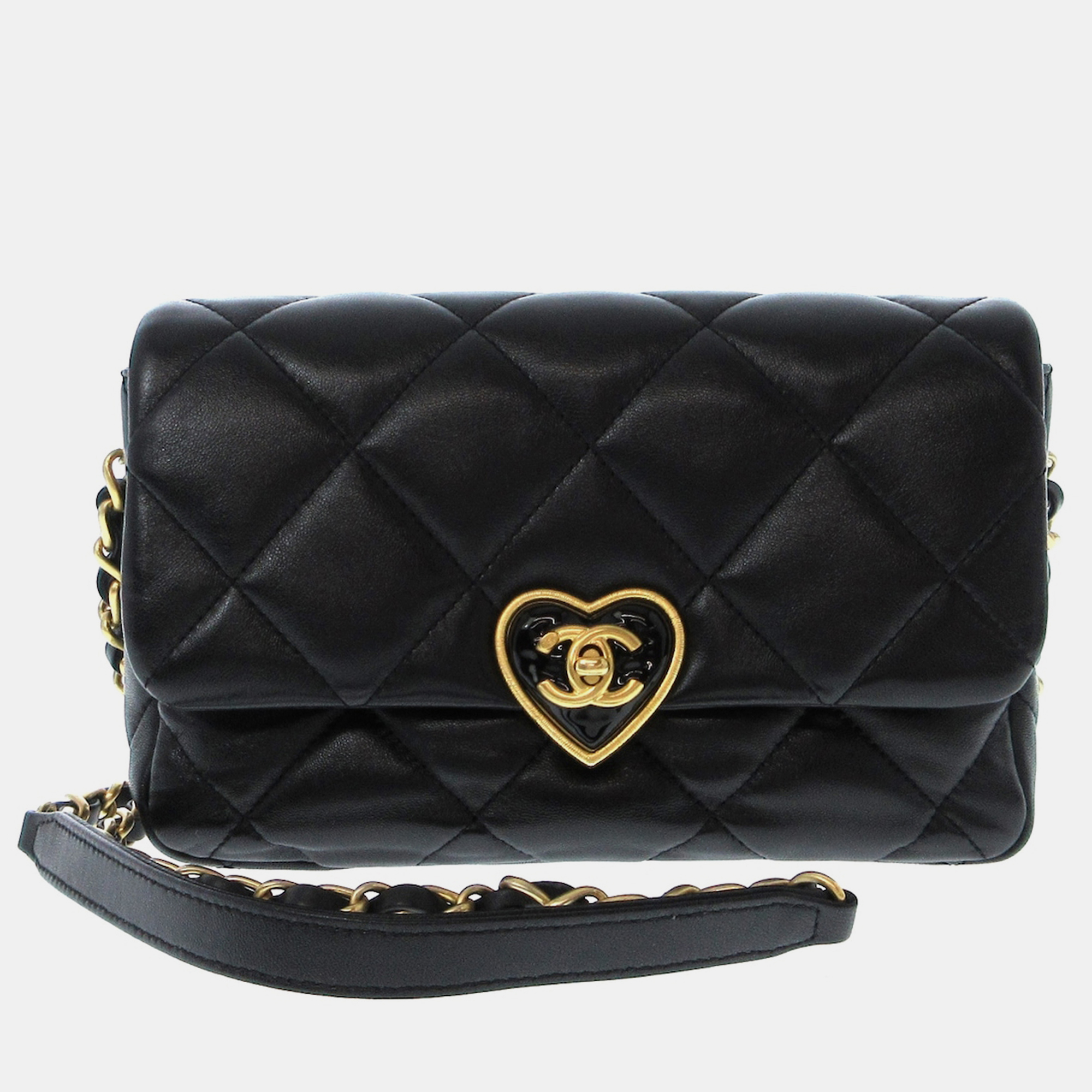 

Chanel Small Lambskin Coco Love Flap, Black