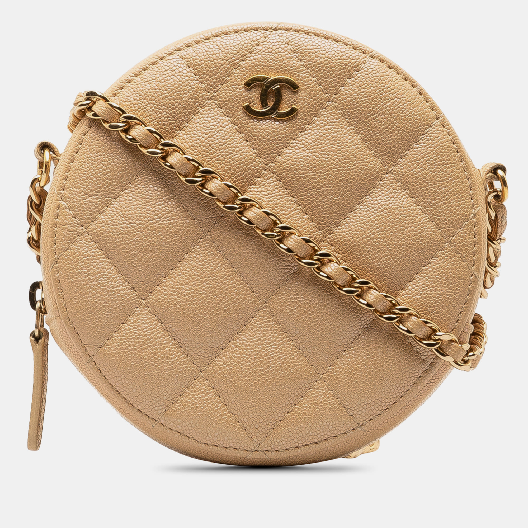 

Chanel CC Quilted Caviar Round Crossbody, Beige
