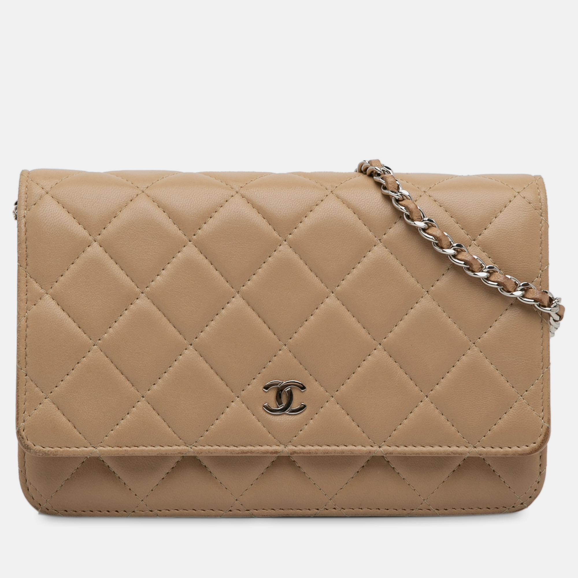 

Chanel CC Classic Lambskin Wallet On Chain, Beige