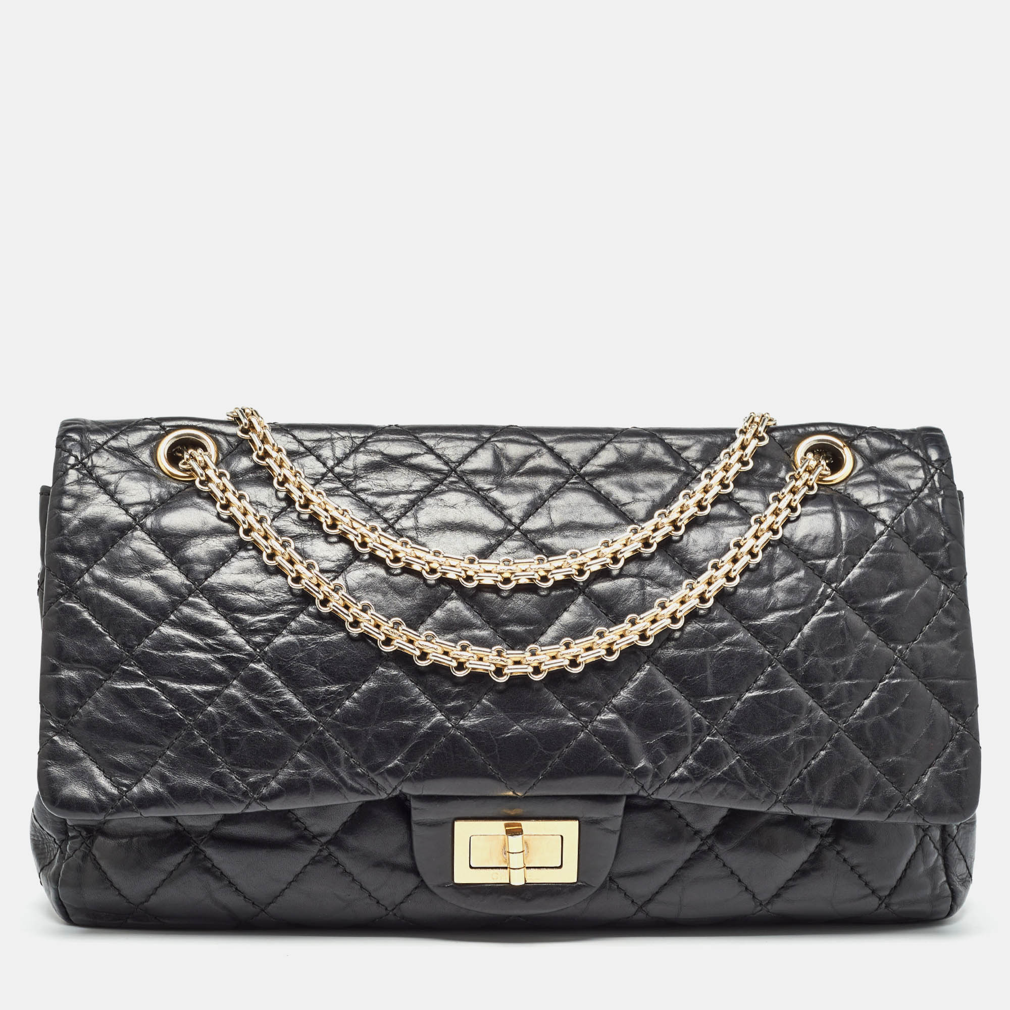 

Chanel Black Quilted Aged Leather 227 Reissue 2.55 Flap Bag