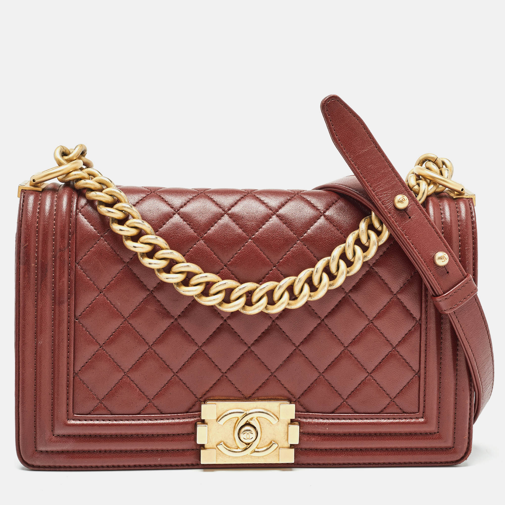 

Chanel Red Quilted Leather  Boy Flap Bag