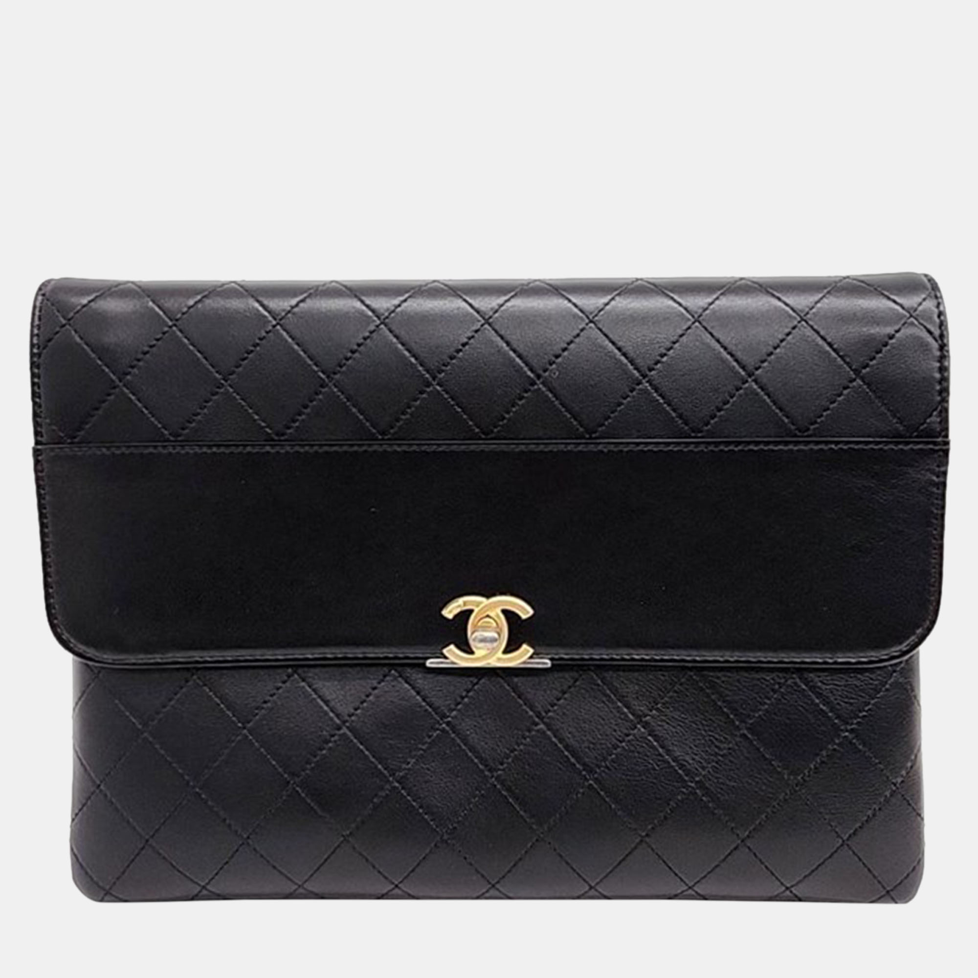 

Chanel Black Leather Flap Clutch Bag