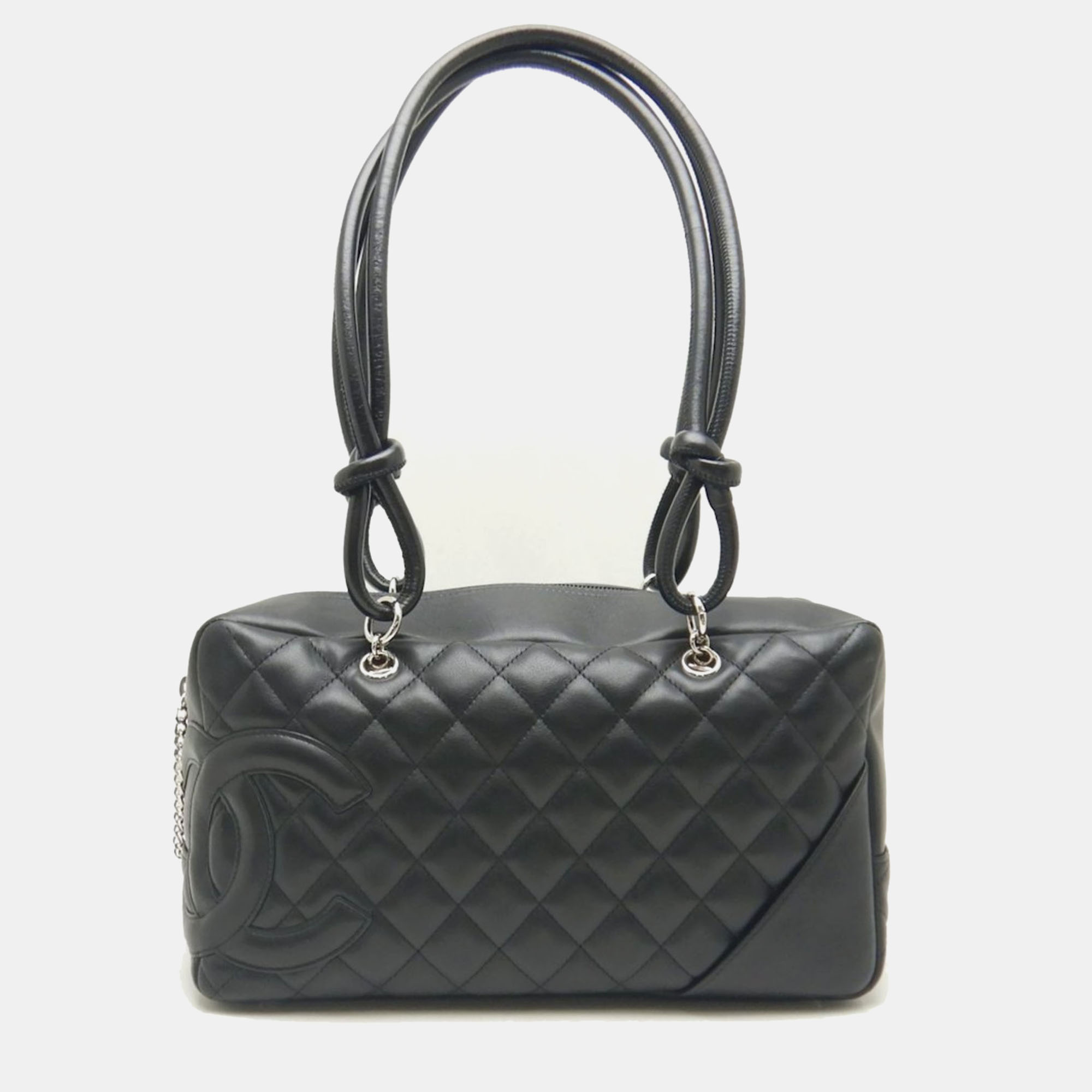 

Chanel Black Calfskin Quilted Large Cambon Bowler Bag