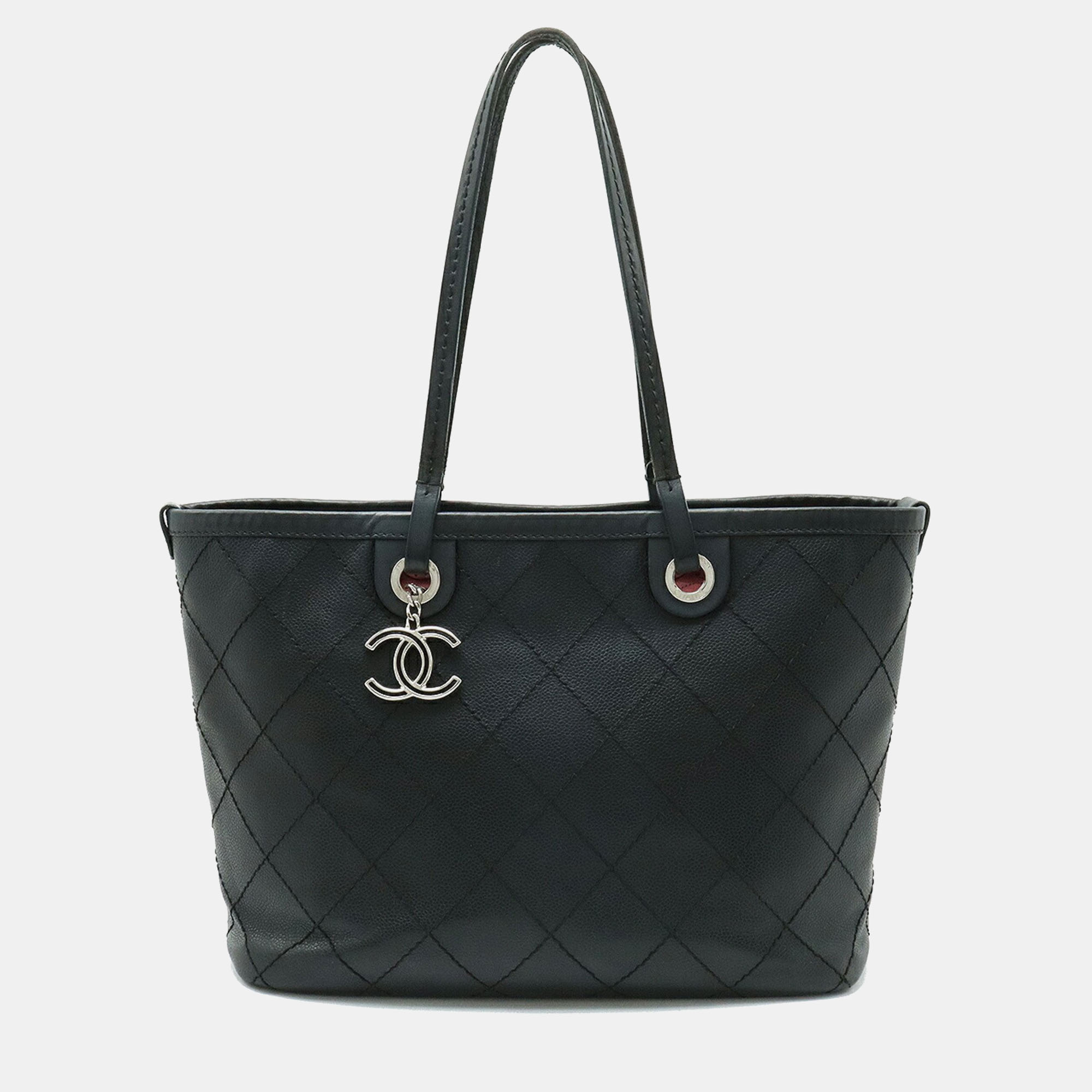 

Chanel Black Leather Medium Shopping fever Tote Bag