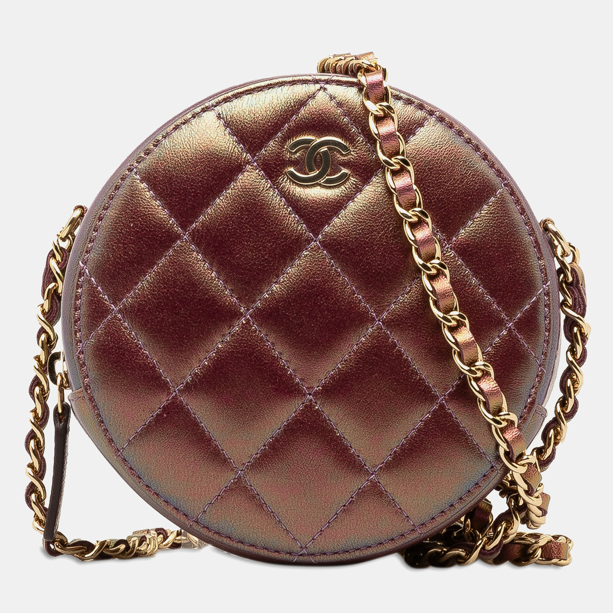 

Chanel Iridescent Lambskin Round Crossbody, Brown