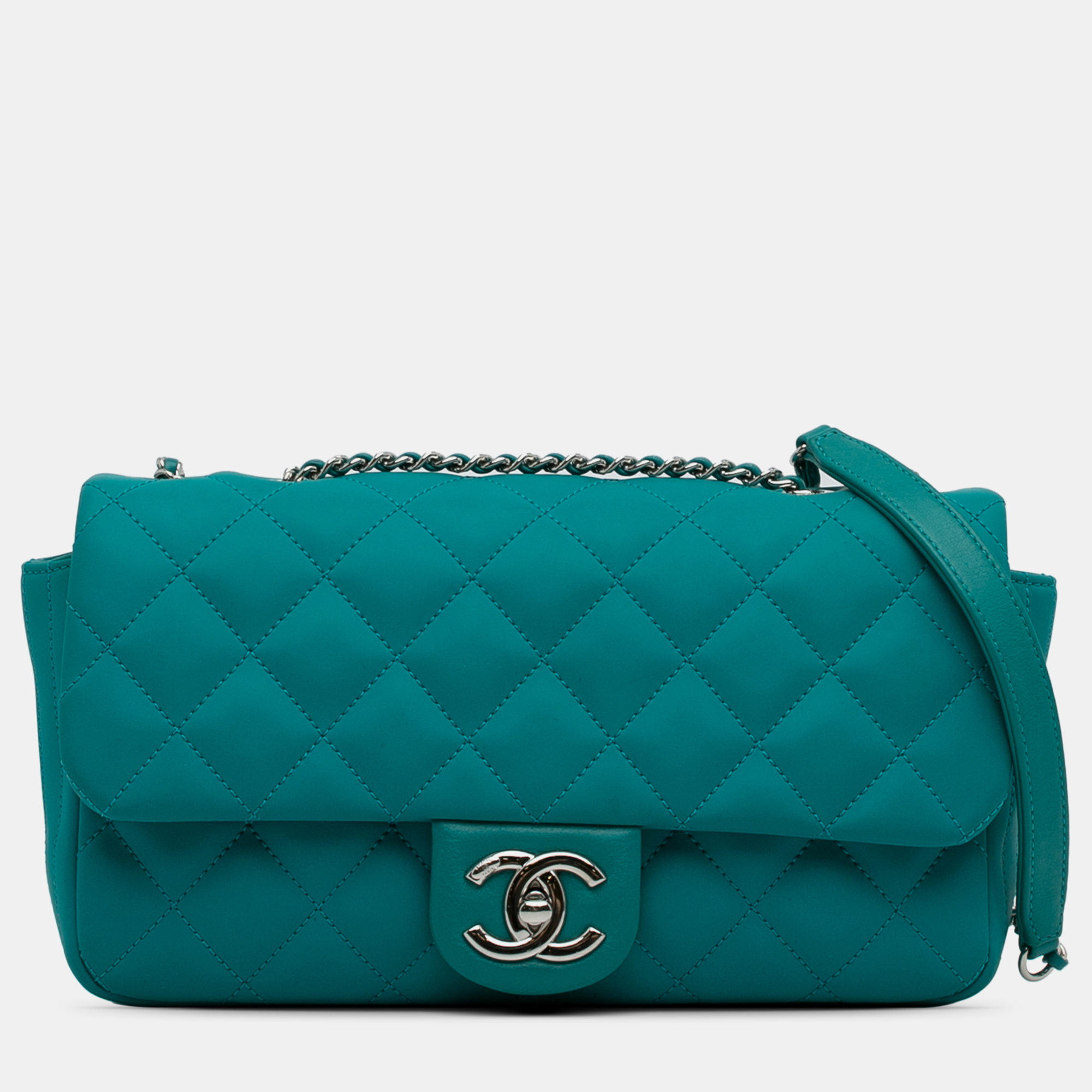 

Chanel CC Quilted Calfskin Single Flap, Blue