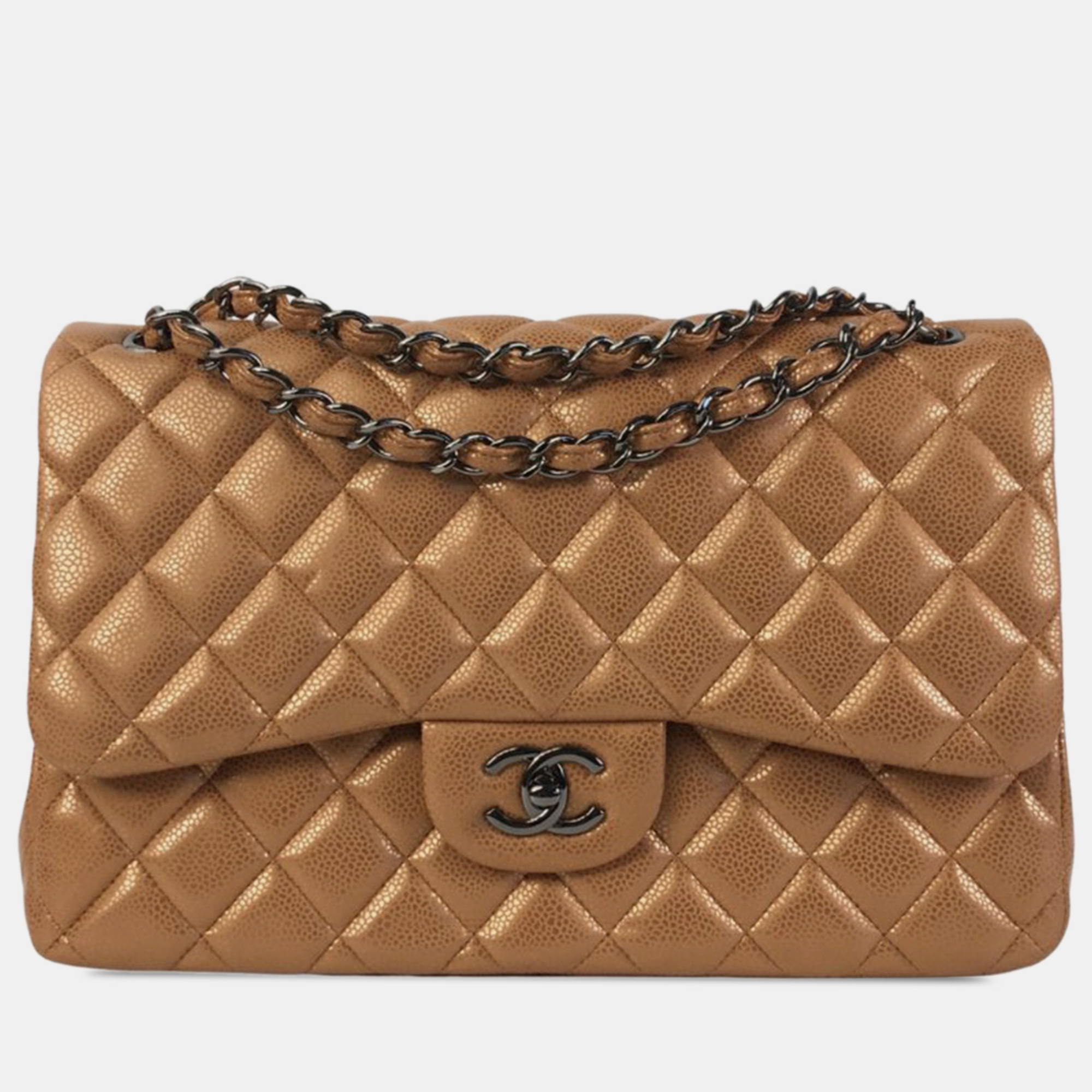 

Chanel Jumbo Classic Iridescent Caviar Double Flap Bag, Brown