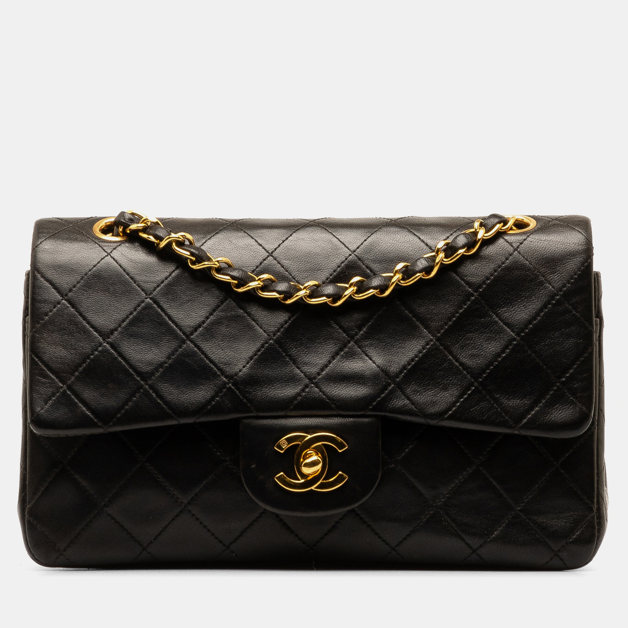 

Chanel Small Classic Lambskin Double Flap Bag, Black