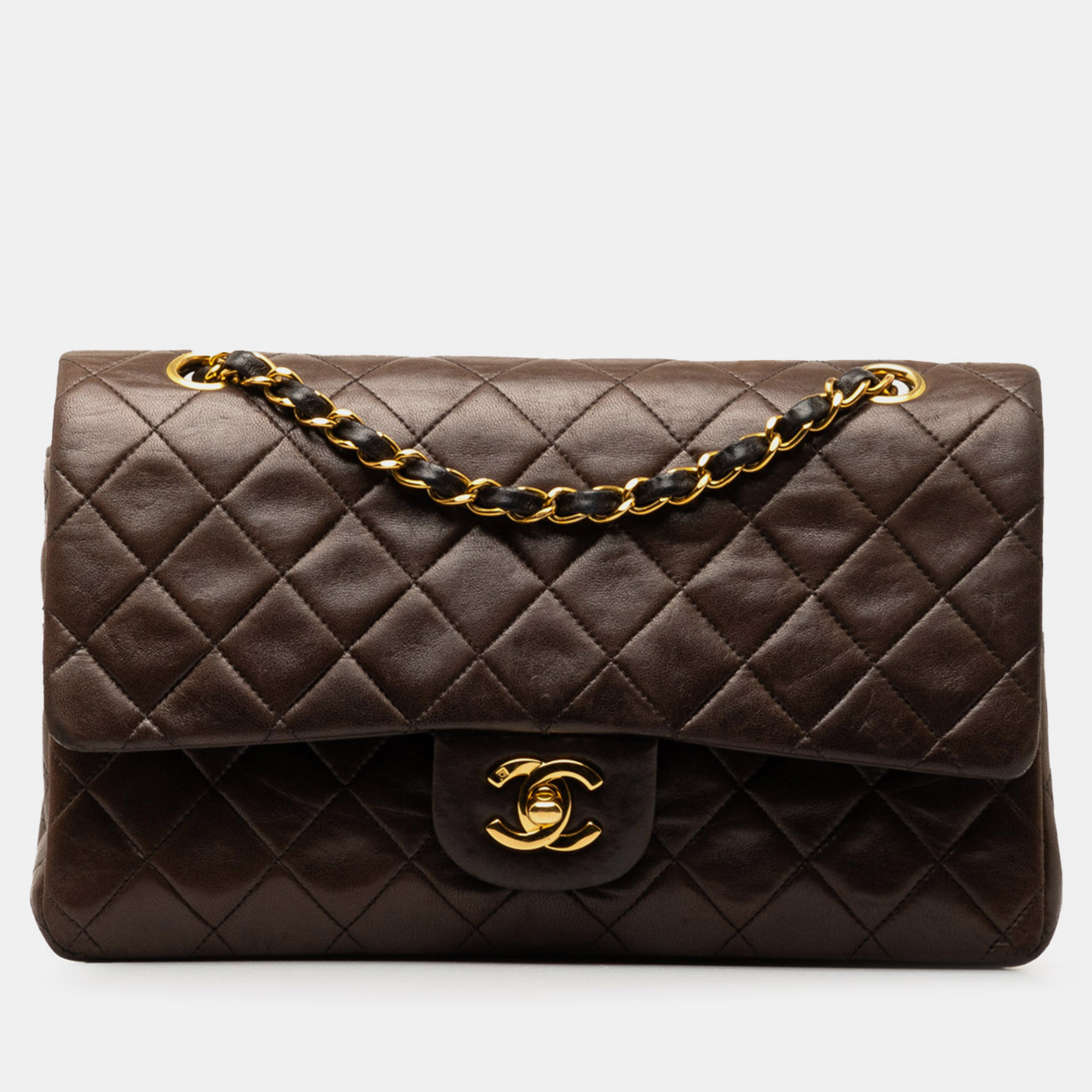 

Chanel Medium Classic Lambskin Double Flap Bag, Brown