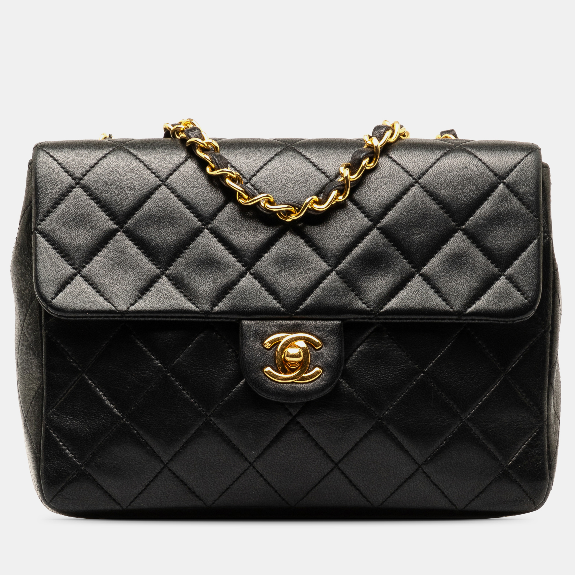 

Chanel Square Classic Quilted Lambskin Flap Bag, Black