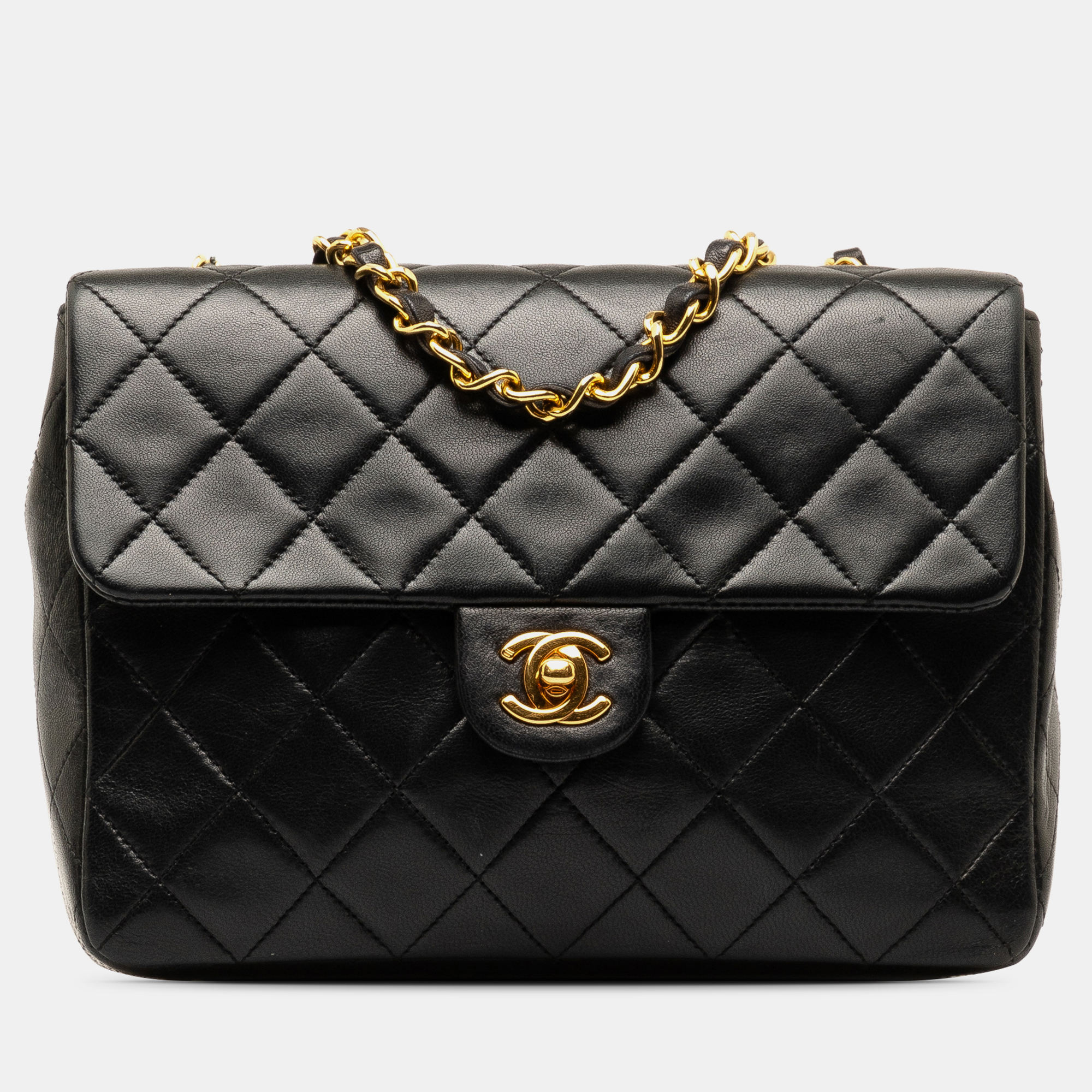 

Chanel Square Classic Quilted Lambskin Flap Bag, Black