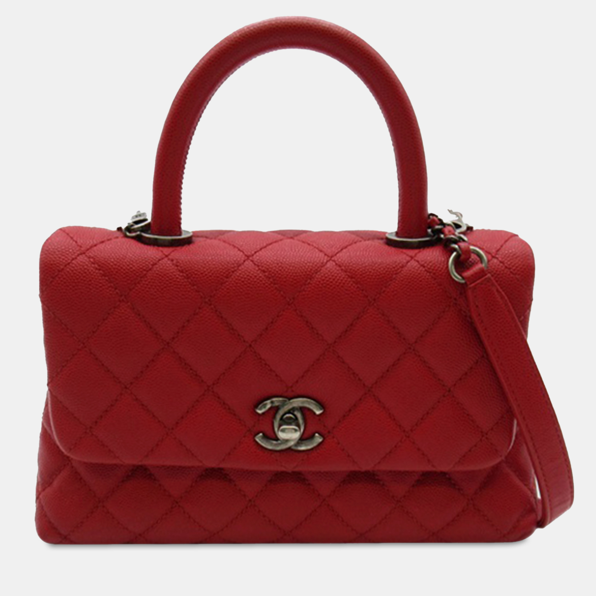 

Chanel Small Caviar Coco Handle Bag, Red