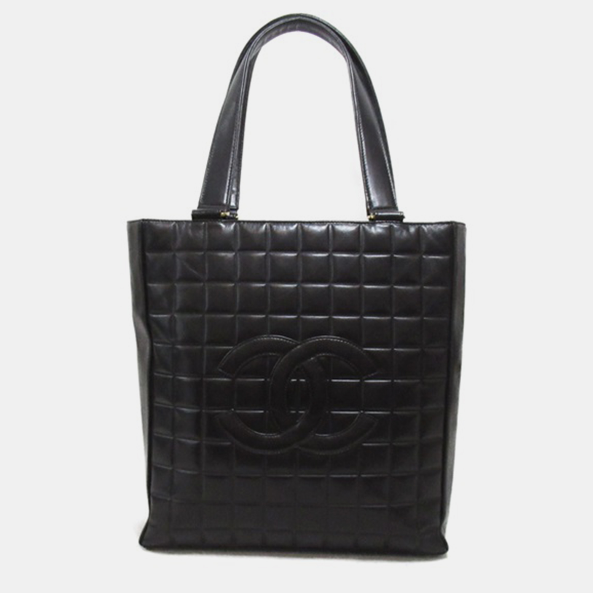 

Chanel Black Leather CC Chocolate Bar Tote Bag