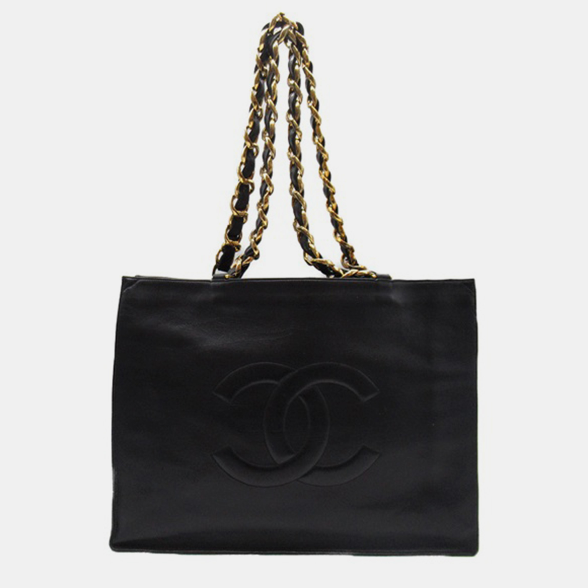 

Chanel Black Leather CC Leather Chain Tote Bag