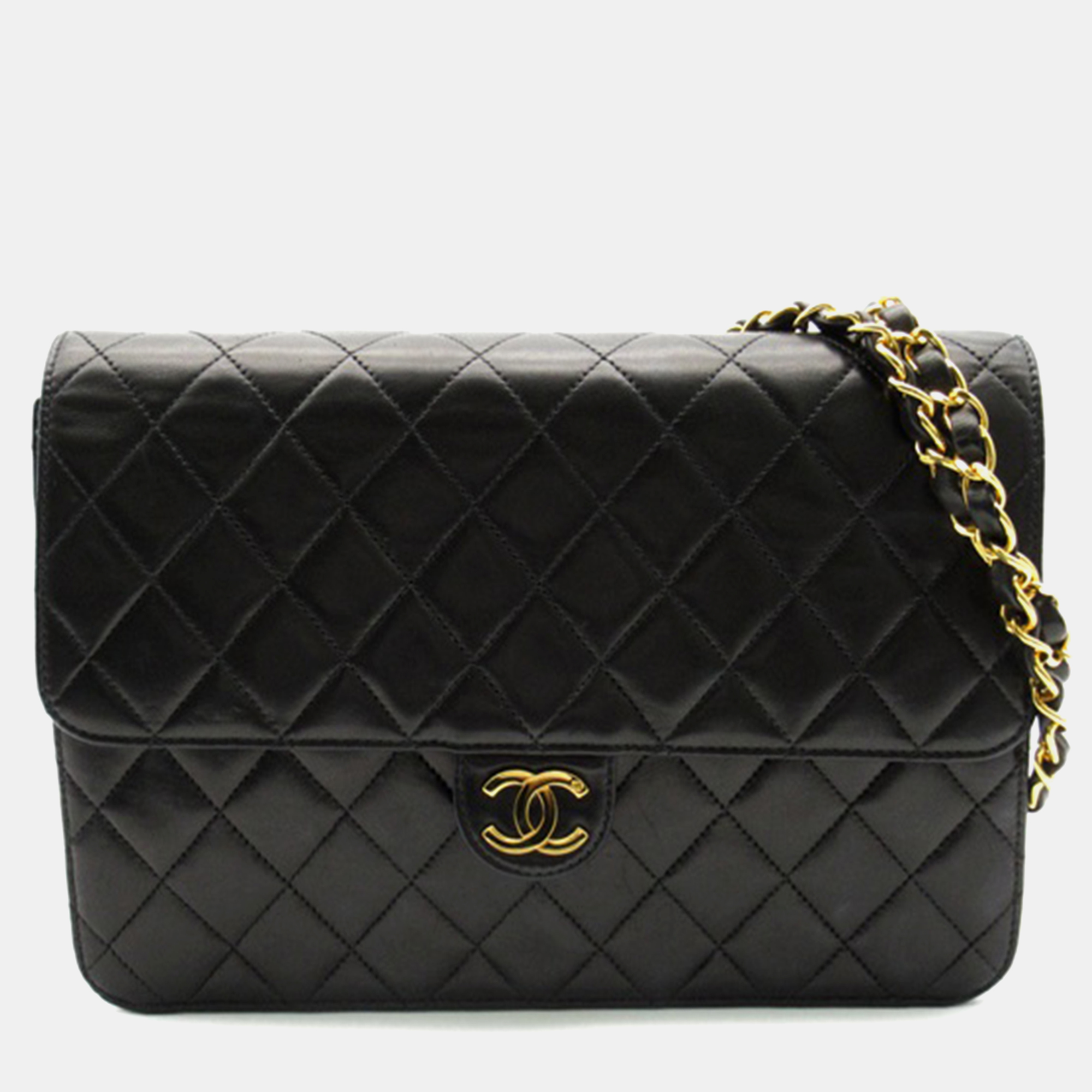 

Chanel Black Lambskin Quilted Medium Single Flap Bag