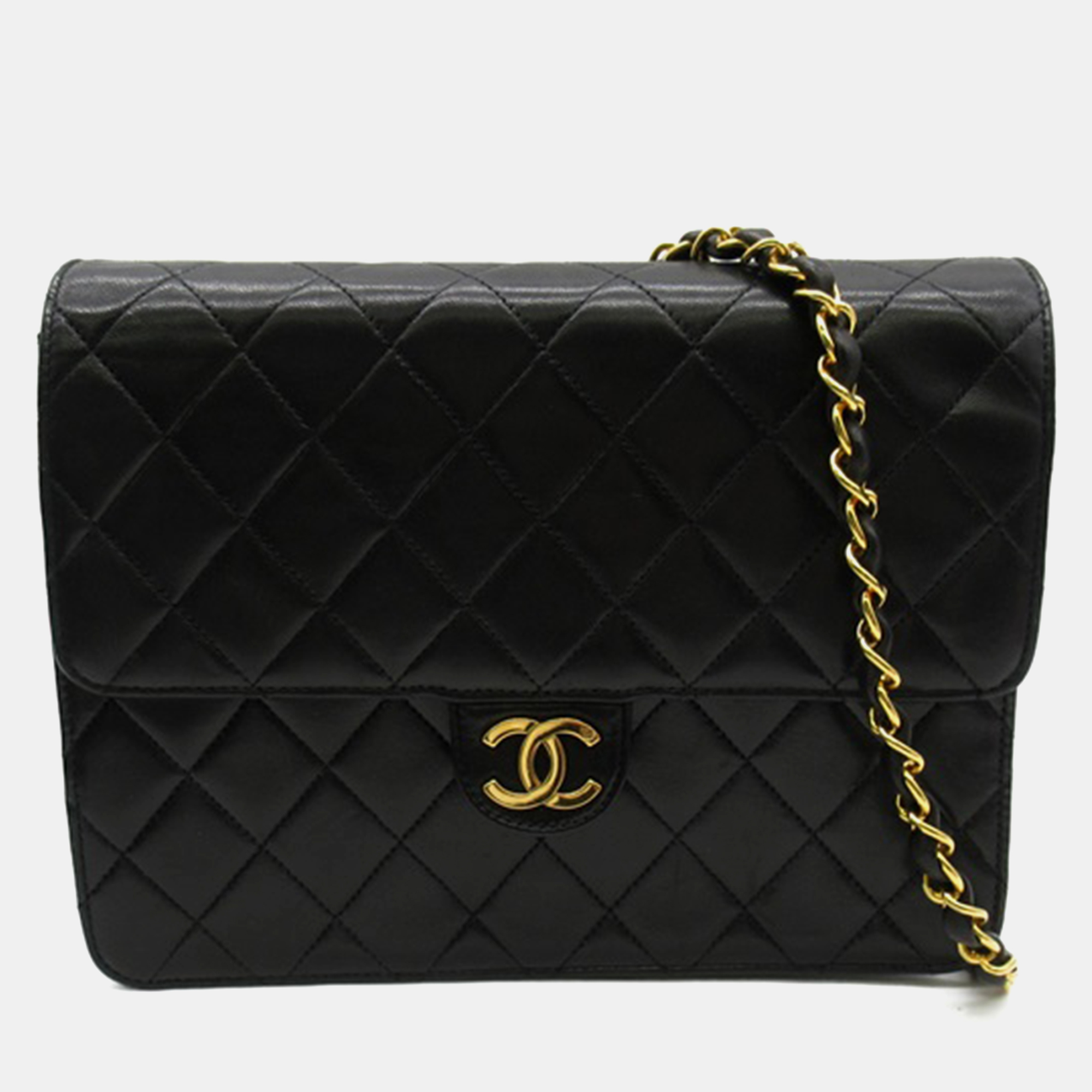 

Chanel Black Lambskin Leather  Classic Single Flap Shoulder Bags