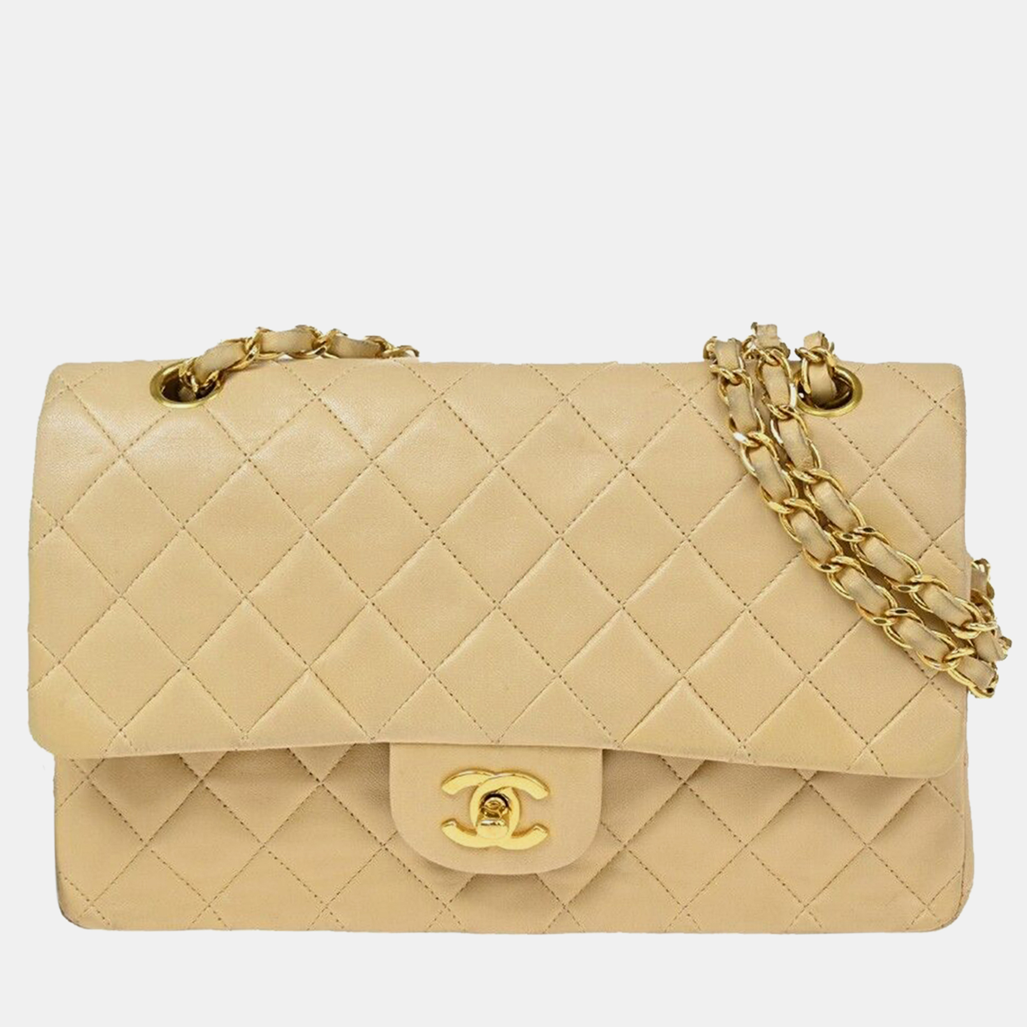 

Chanel Beige Leather Classic Double Flap Bag